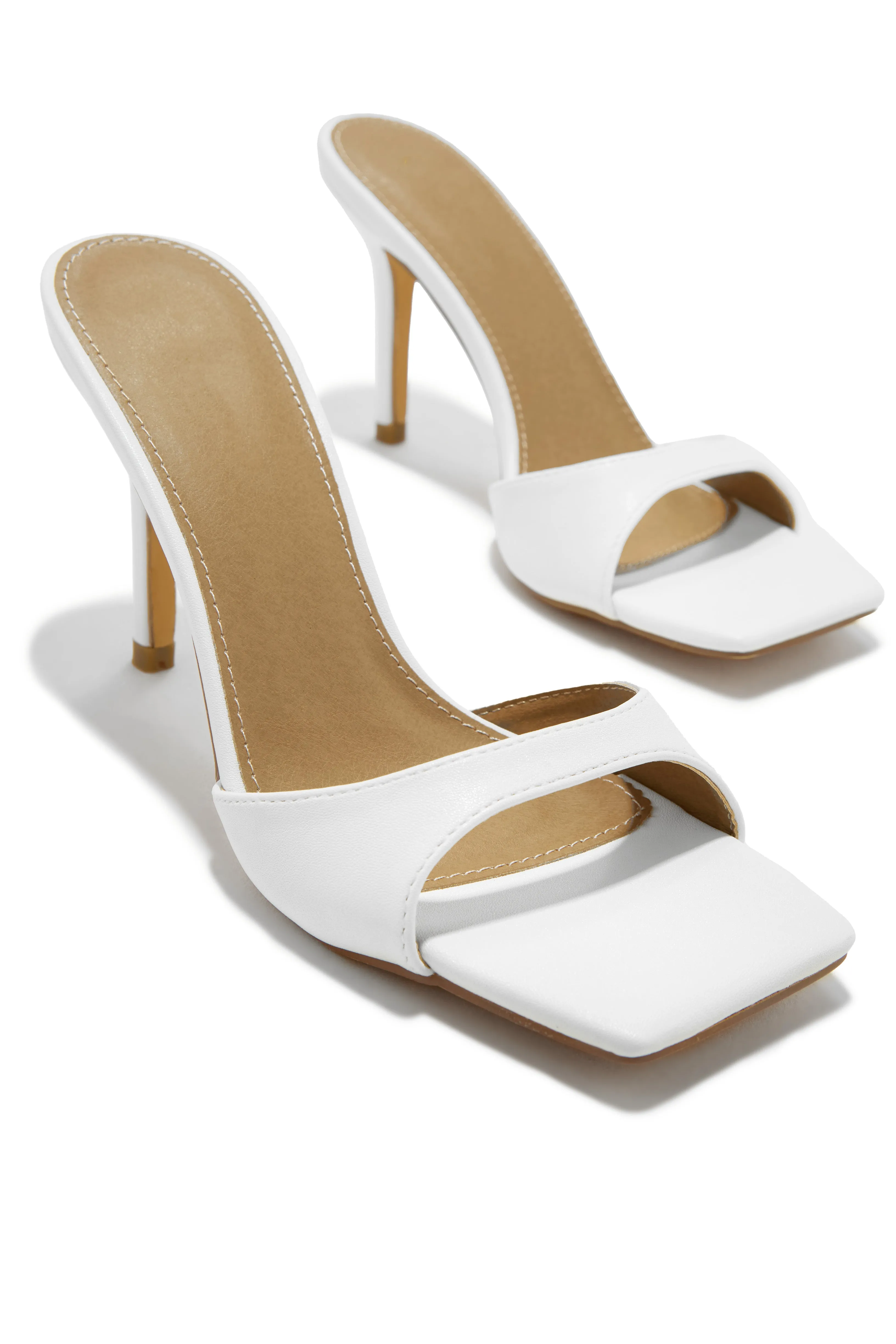 Nellie Mid Heel Mules - White sold by Miss Lola product image thumbnail 4