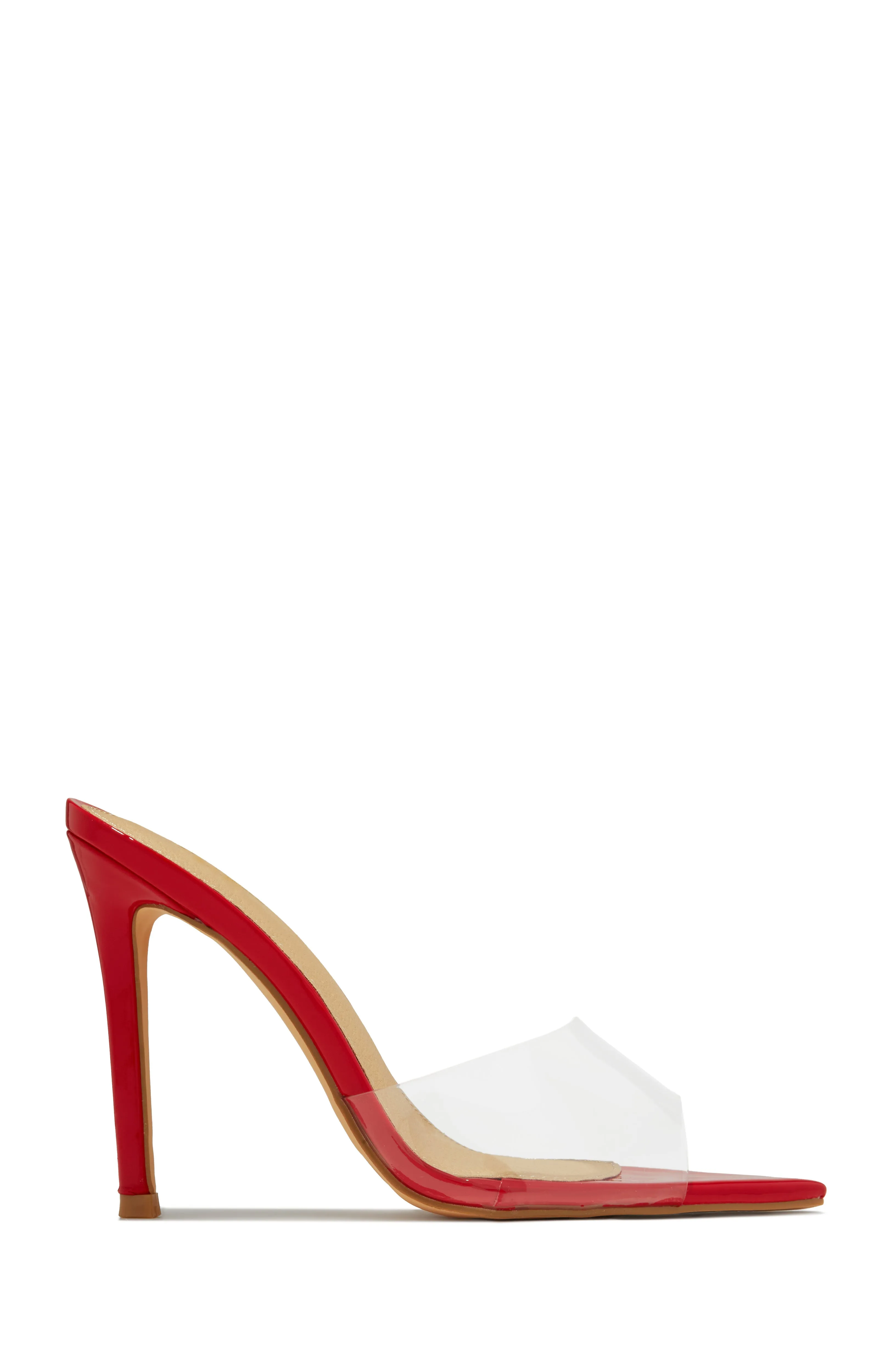 Beauty Blogger Clear Strap Heel Mules - Red sold by Miss Lola product image thumbnail 5