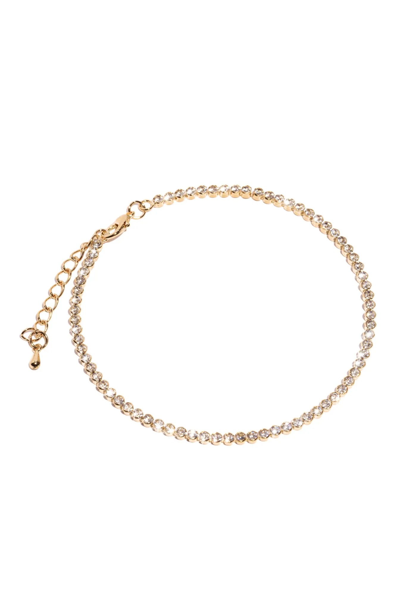 Beverly Round Stone Embellished Anklet - Gold sold by Miss Lola