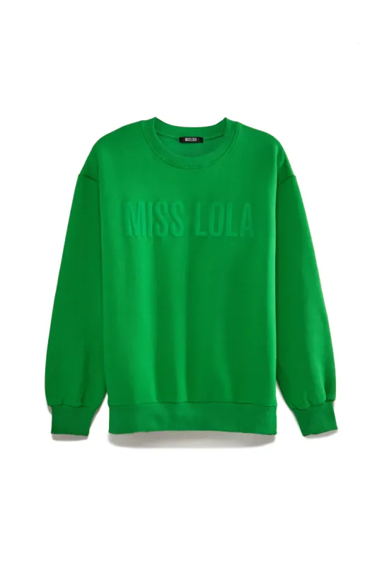 Miss Lola Exclusive Crewneck Sweater - Green sold by Miss Lola