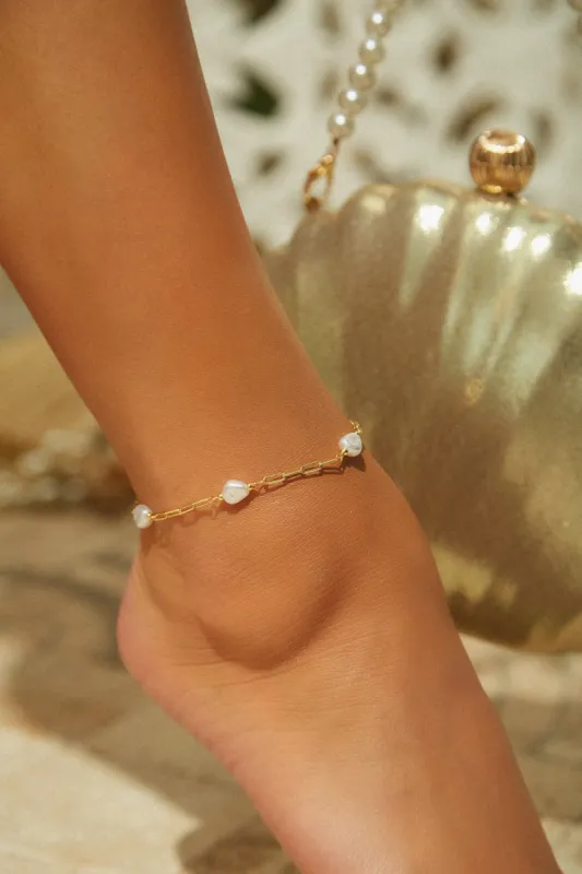 Marcia Beaded Adjustable Anklet - Gold sold by Miss Lola