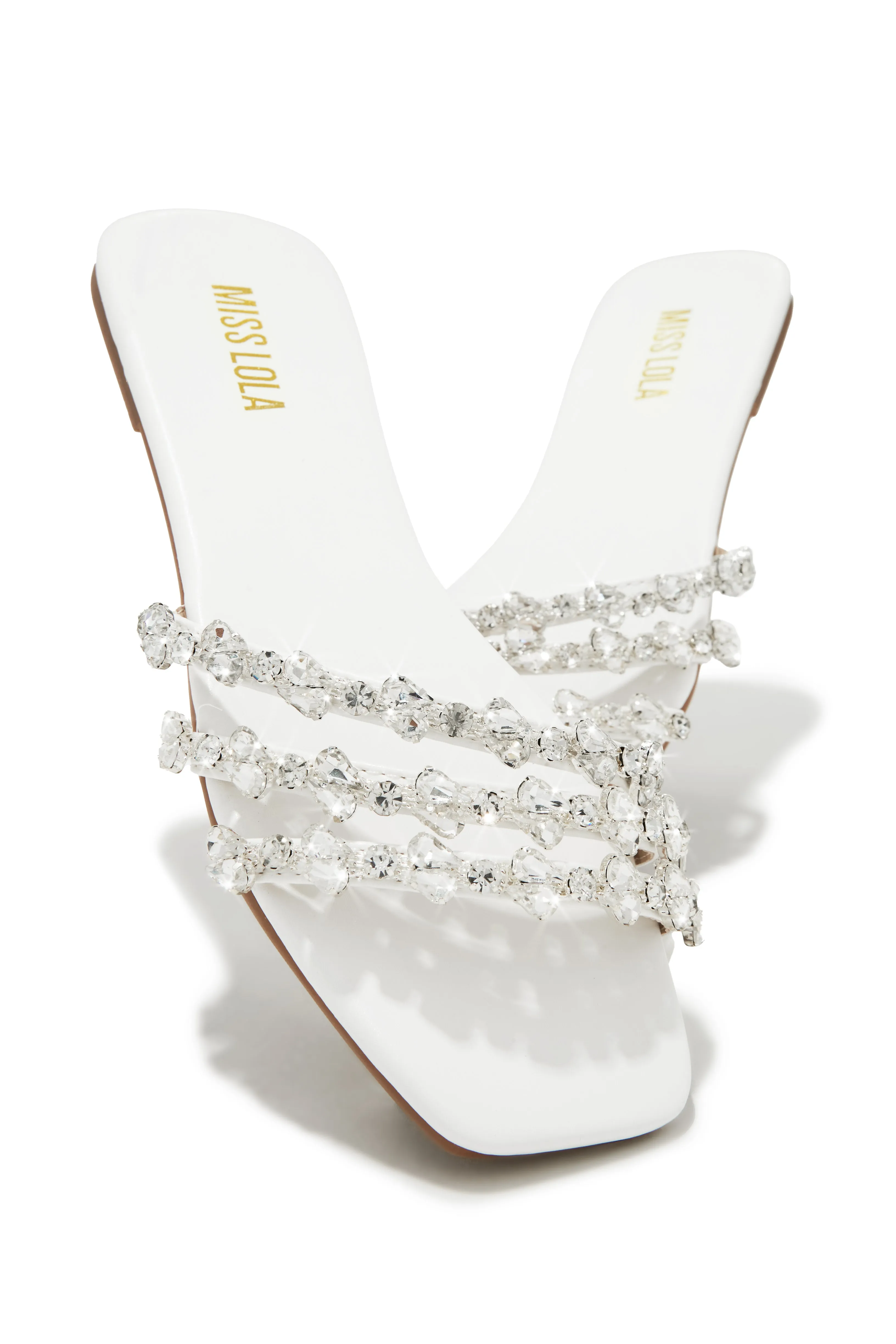 Luxury Trips Embellished Slip On Sandals - White sold by Miss Lola product image thumbnail 4