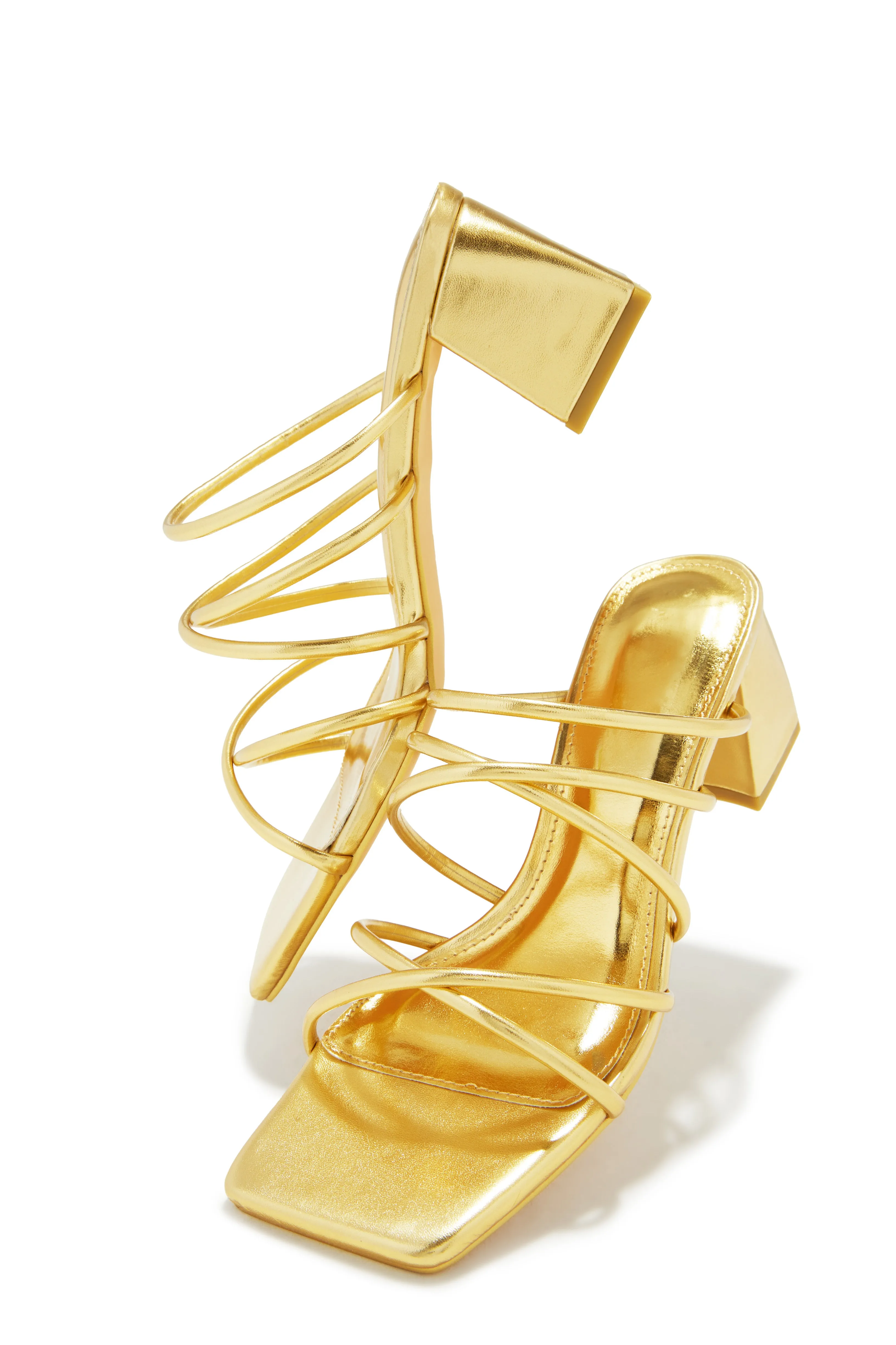 Hannah Block Mid Heel Mules - Gold sold by Miss Lola product image thumbnail 2