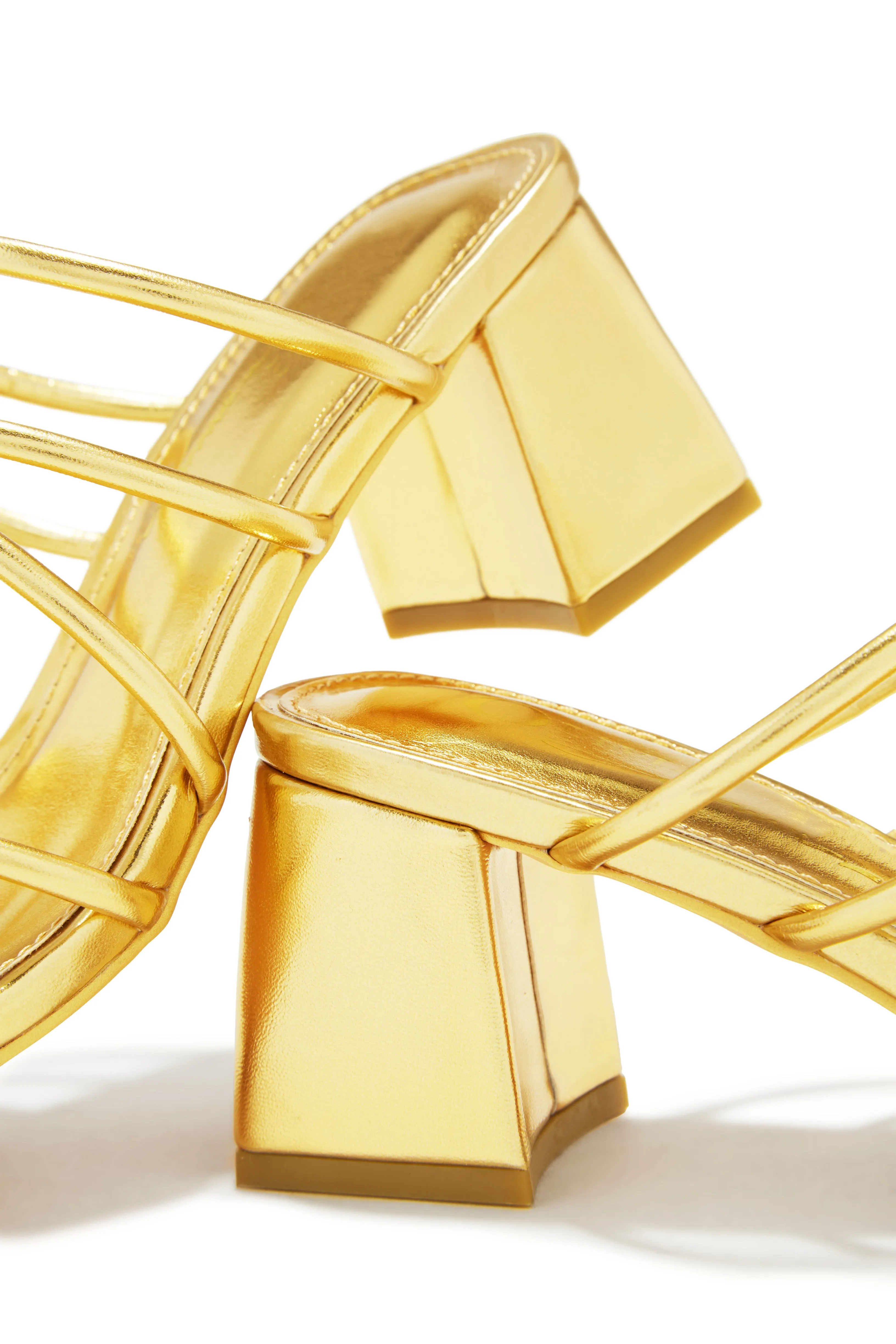 Hannah Block Mid Heel Mules - Gold sold by Miss Lola product image thumbnail 3