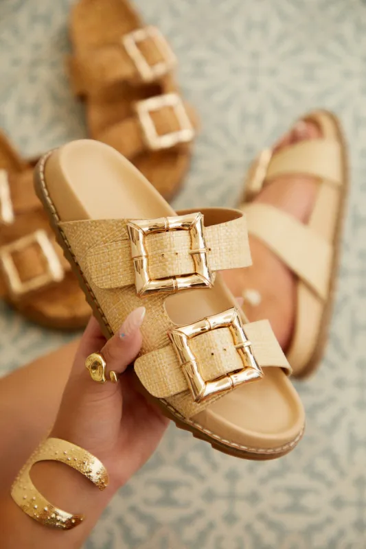 Neylana Chunky Slip On Sandals - Natural sold by Miss Lola