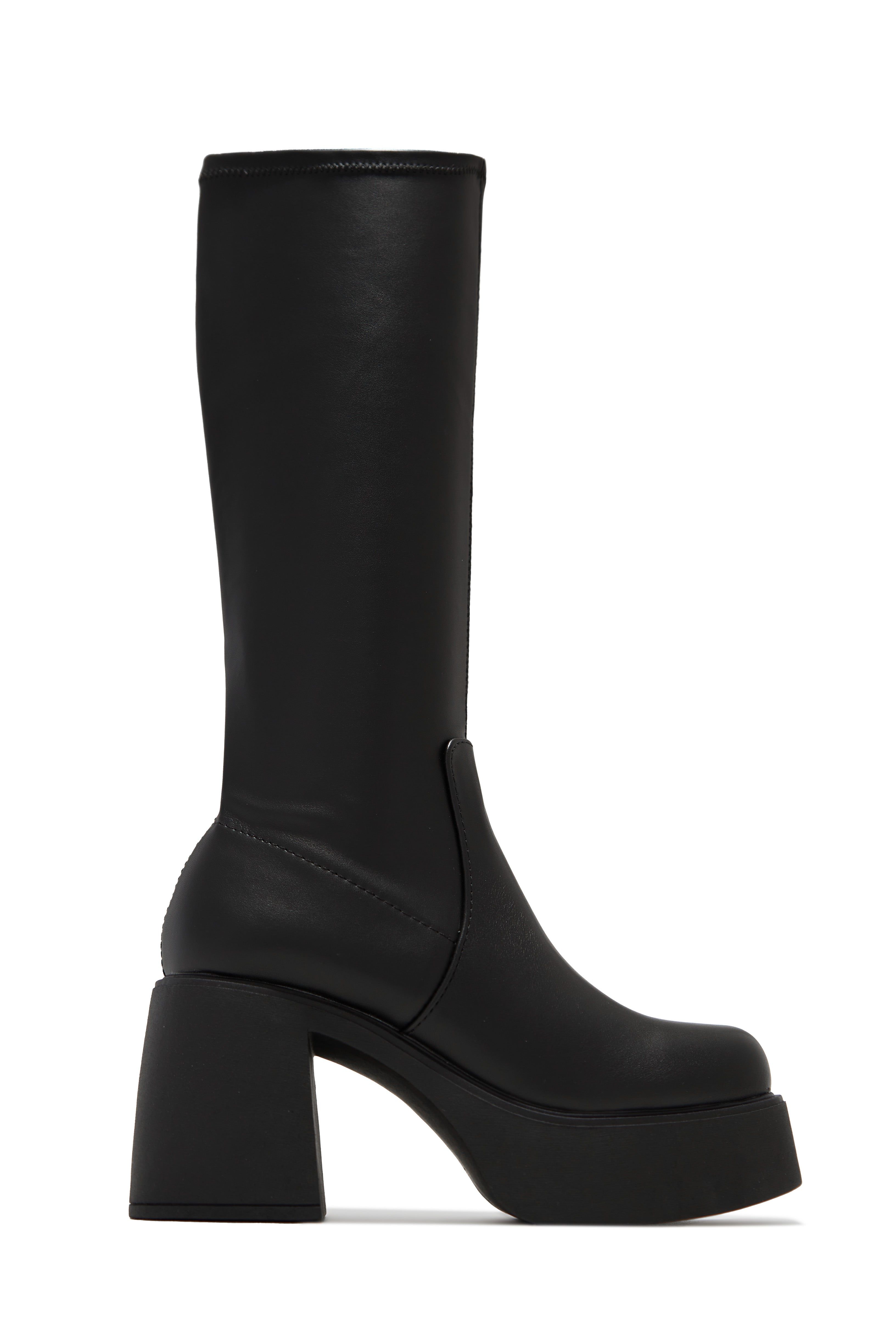 Celine Platform Block Heel Boots - Black sold by Miss Lola