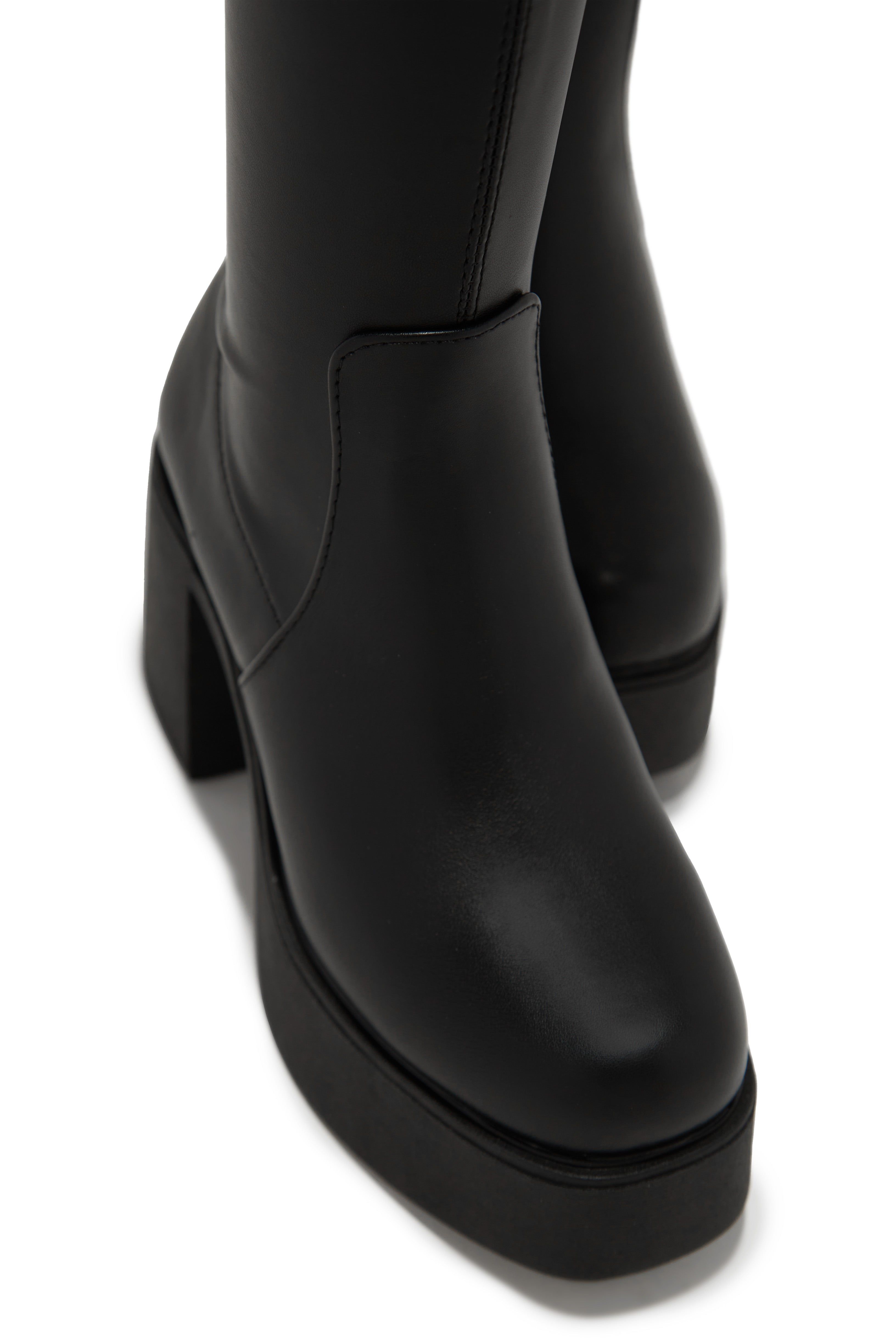 Celine Platform Block Heel Boots - Black sold by Miss Lola product image thumbnail 5