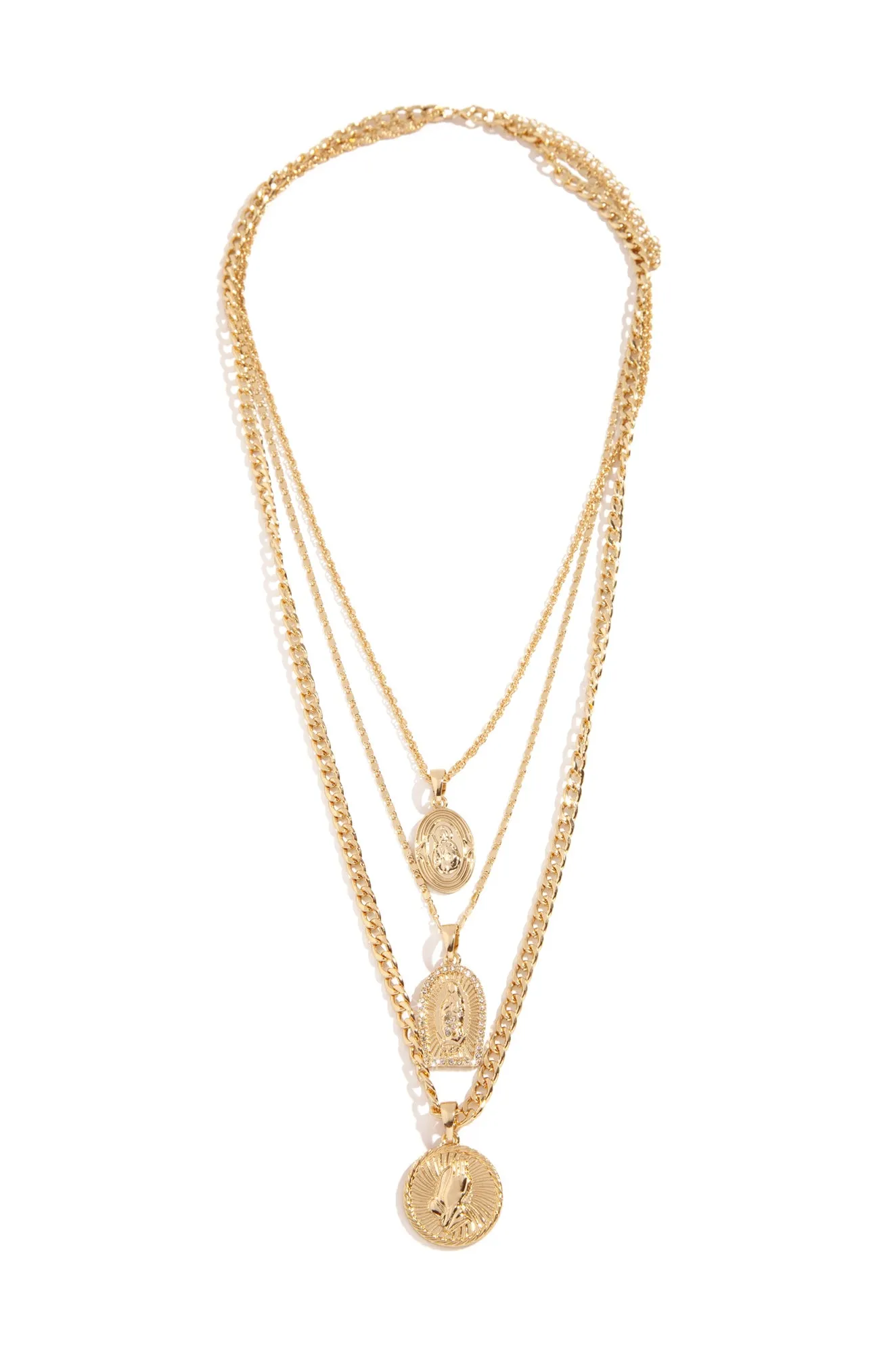 King Of Glory Pendant Layered Necklace - Gold sold by Miss Lola