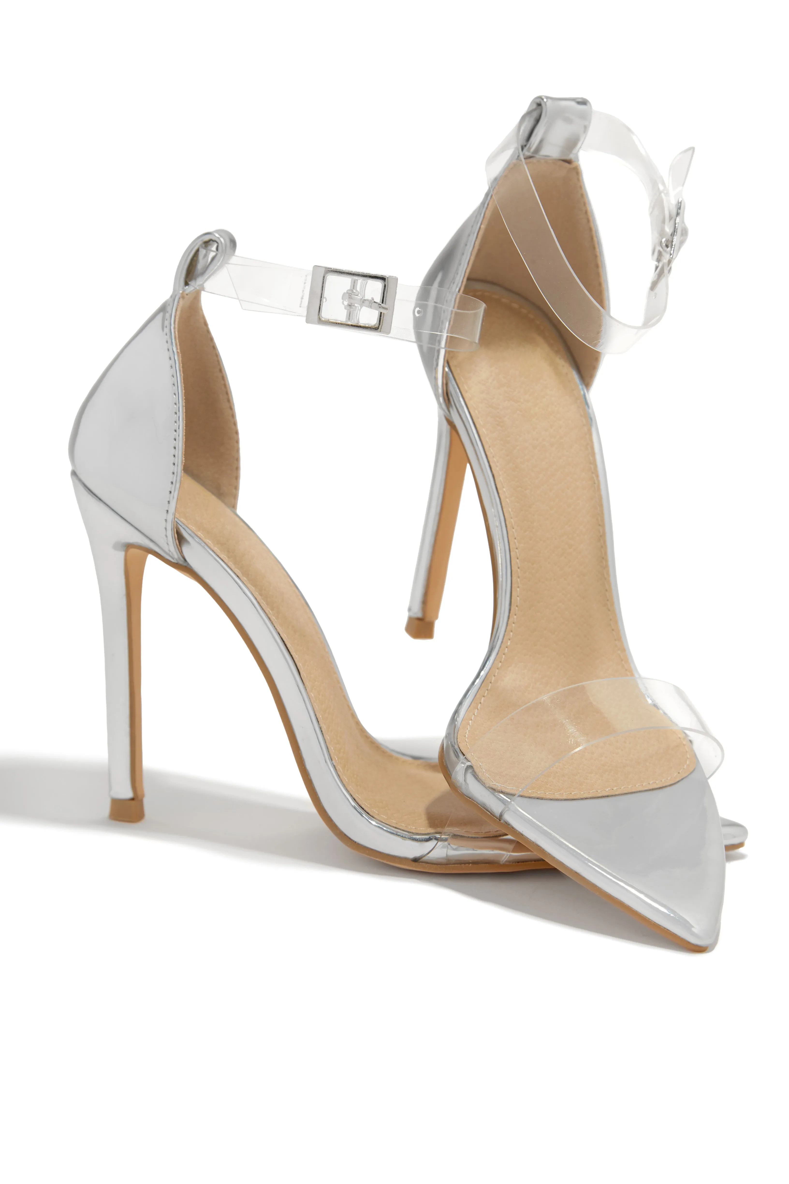 Love Me Better Clear Strap High Heels - Silver sold by Miss Lola product image thumbnail 5