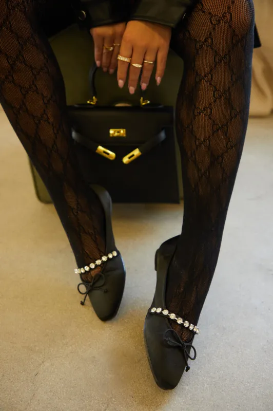 Ballet Core Embellished Flats - Black sold by Miss Lola