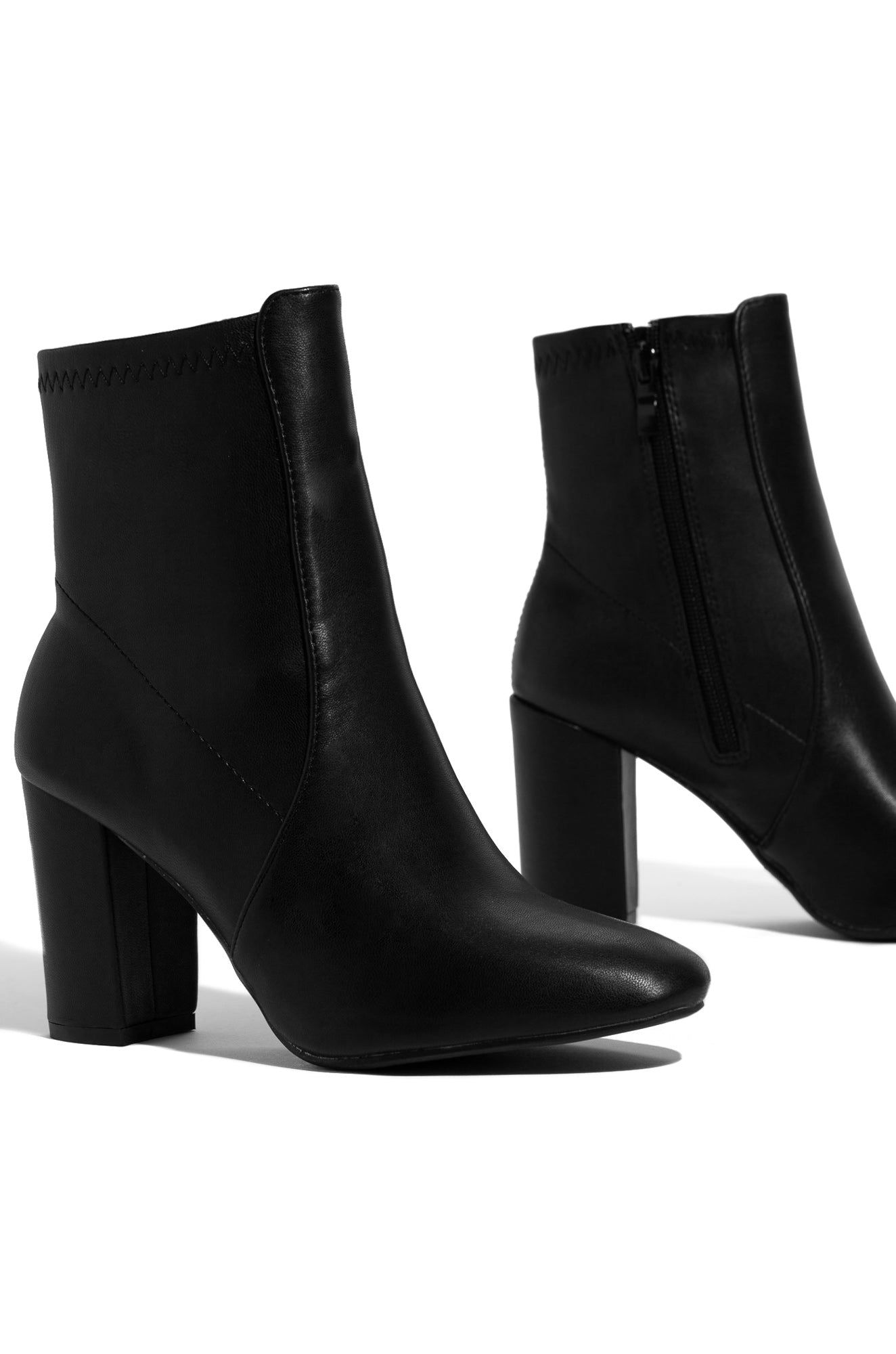 Fall Classic Block Heel Ankle Boots - Black sold by Miss Lola product image thumbnail 5