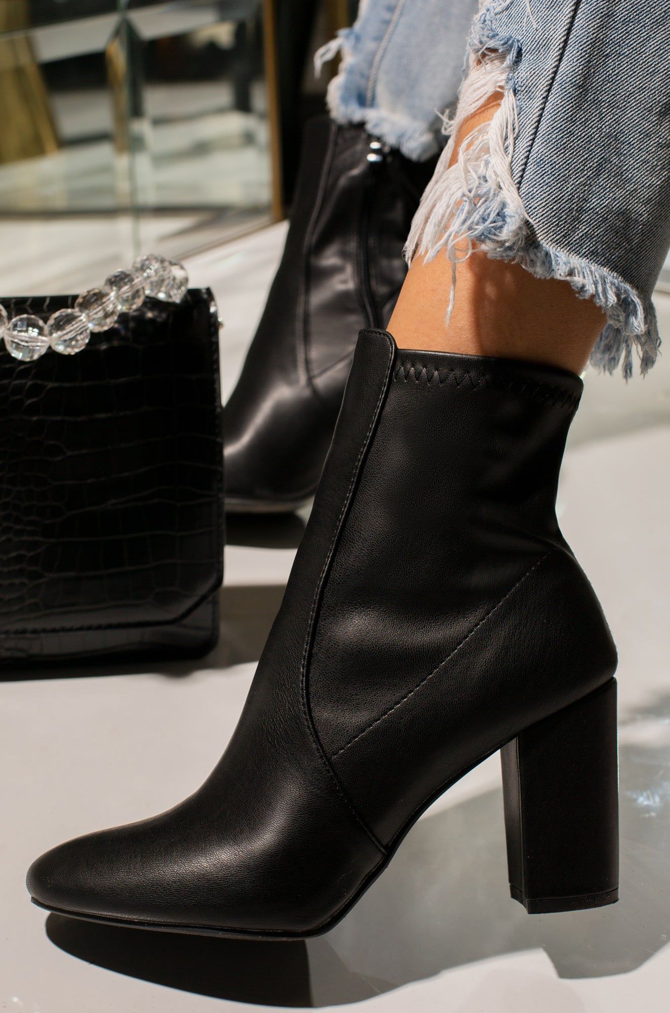 Fall Classic Block Heel Ankle Boots - Black sold by Miss Lola product image thumbnail 3