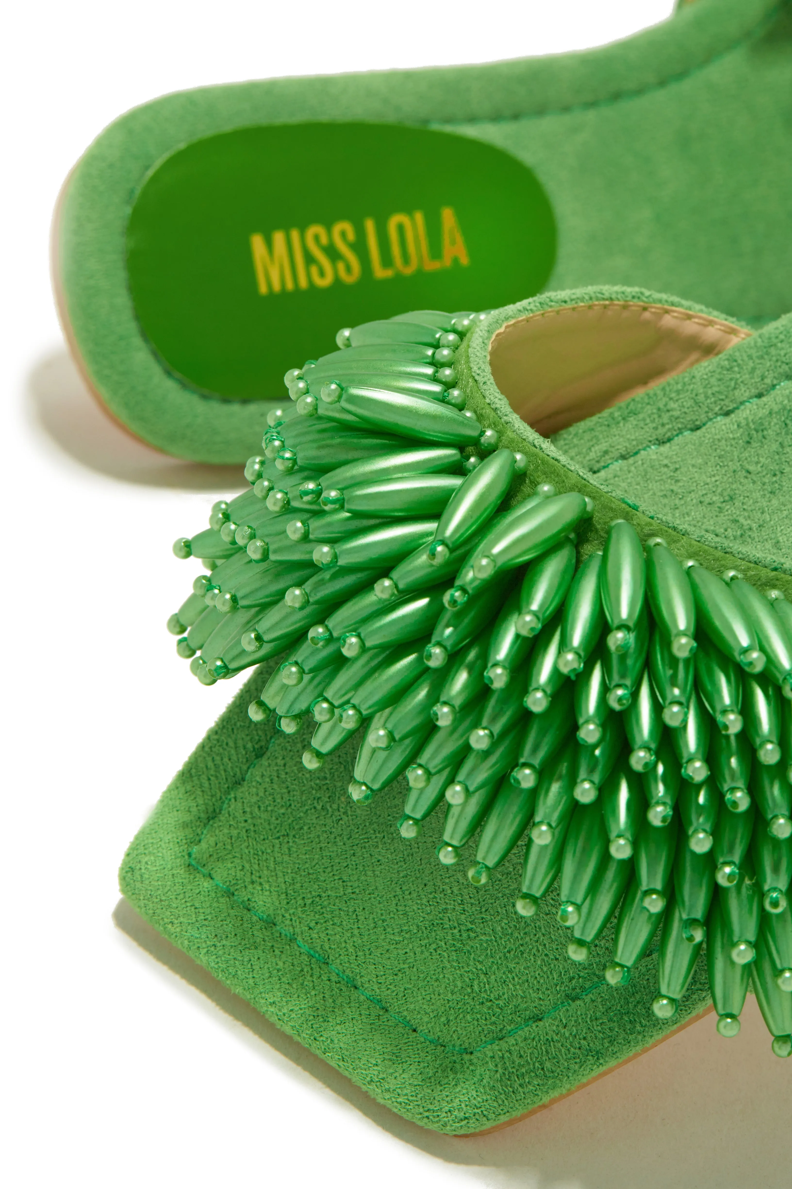 Coastal Oasis Beaded Slip On Sandals - Green sold by Miss Lola product image thumbnail 4