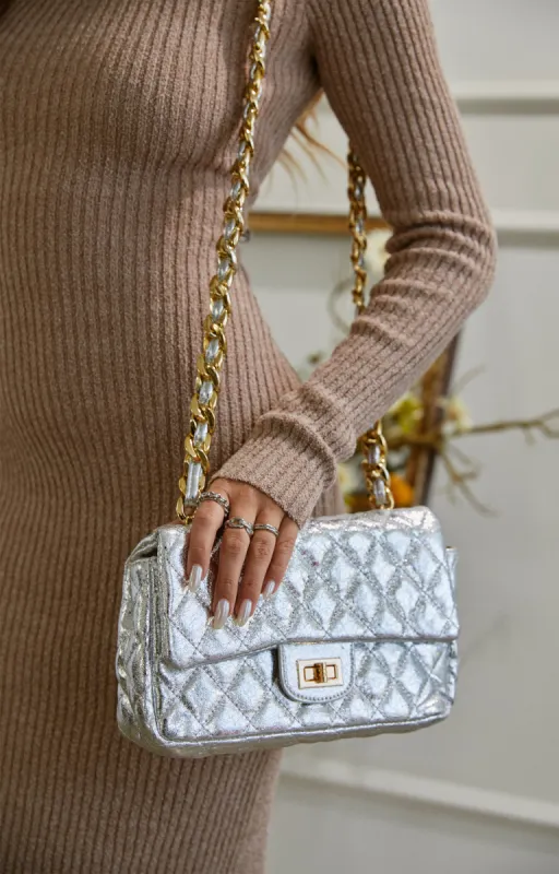 Monique Crossbody Shoulder Bag - Silver sold by Miss Lola