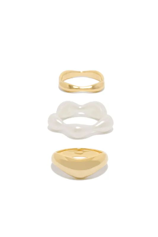 Namina Three Piece Brass Ring Set - Gold sold by Miss Lola