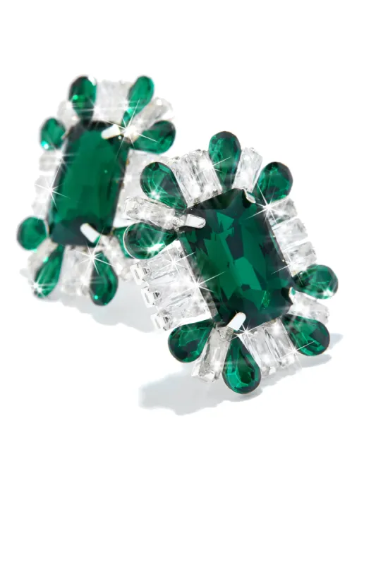 Mirabel Cubic Zirconia  Statement Earring - Green sold by Miss Lola