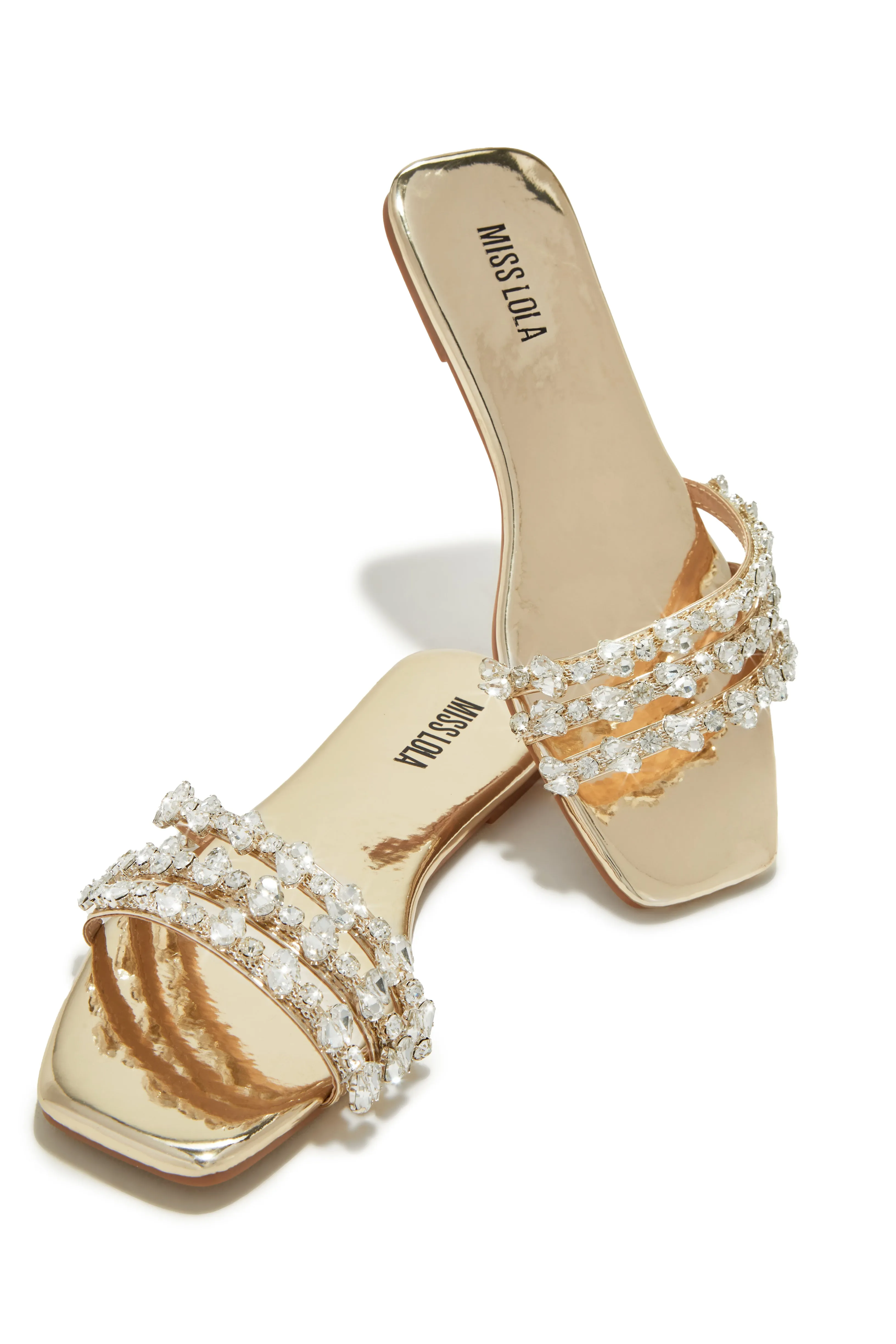 Luxury Trips Embellished Slip On Sandals - Gold sold by Miss Lola product image thumbnail 4