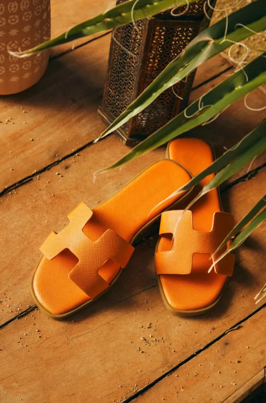 Bianka Slip On Sandals - Orange sold by Miss Lola