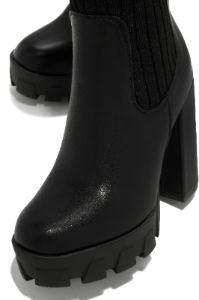 Zoey Over The Knee Platform Boots - Black sold by Miss Lola