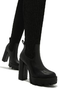 Zoey Over The Knee Platform Boots - Black sold by Miss Lola