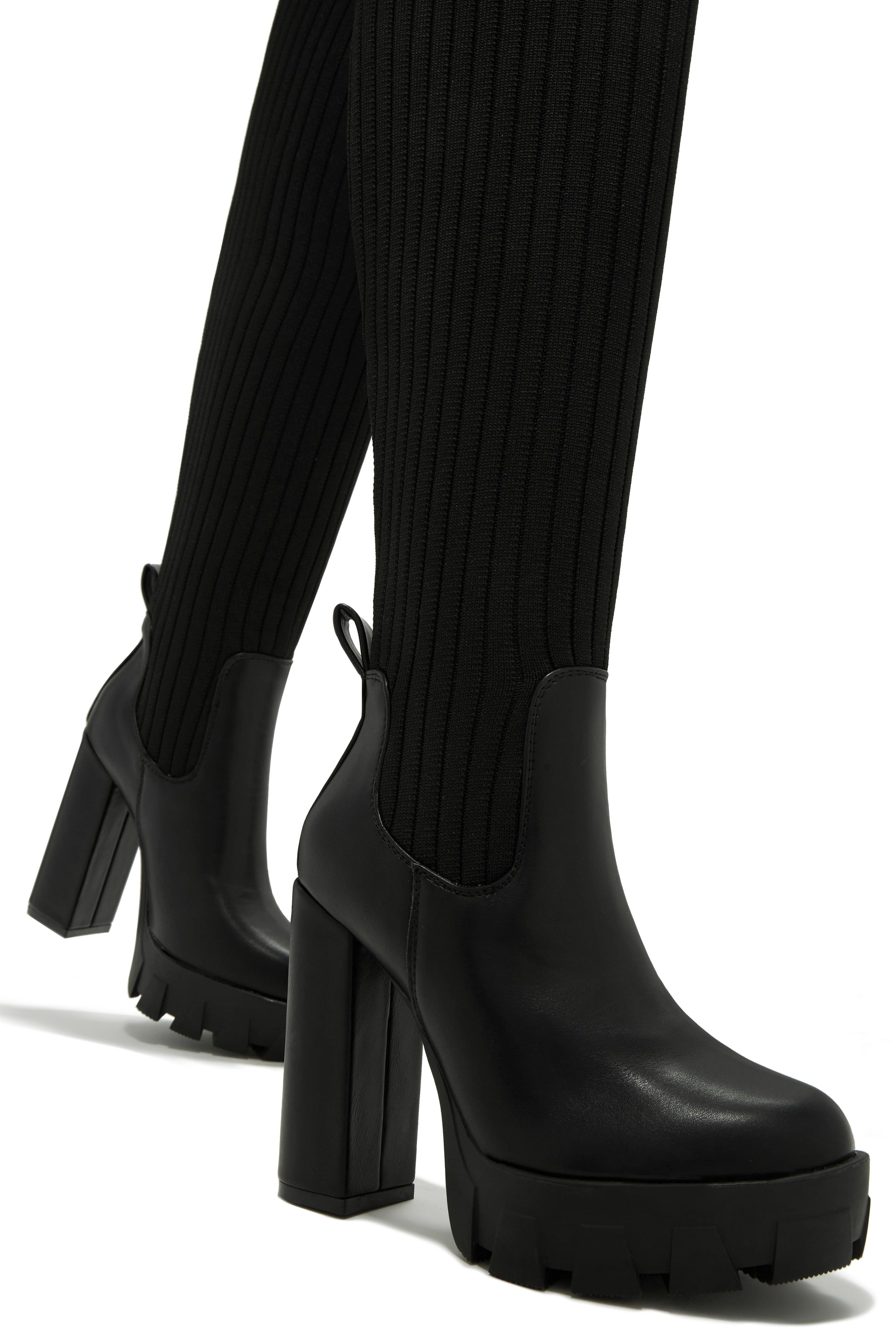 Zoey Over The Knee Platform Boots - Black sold by Miss Lola product image thumbnail 4