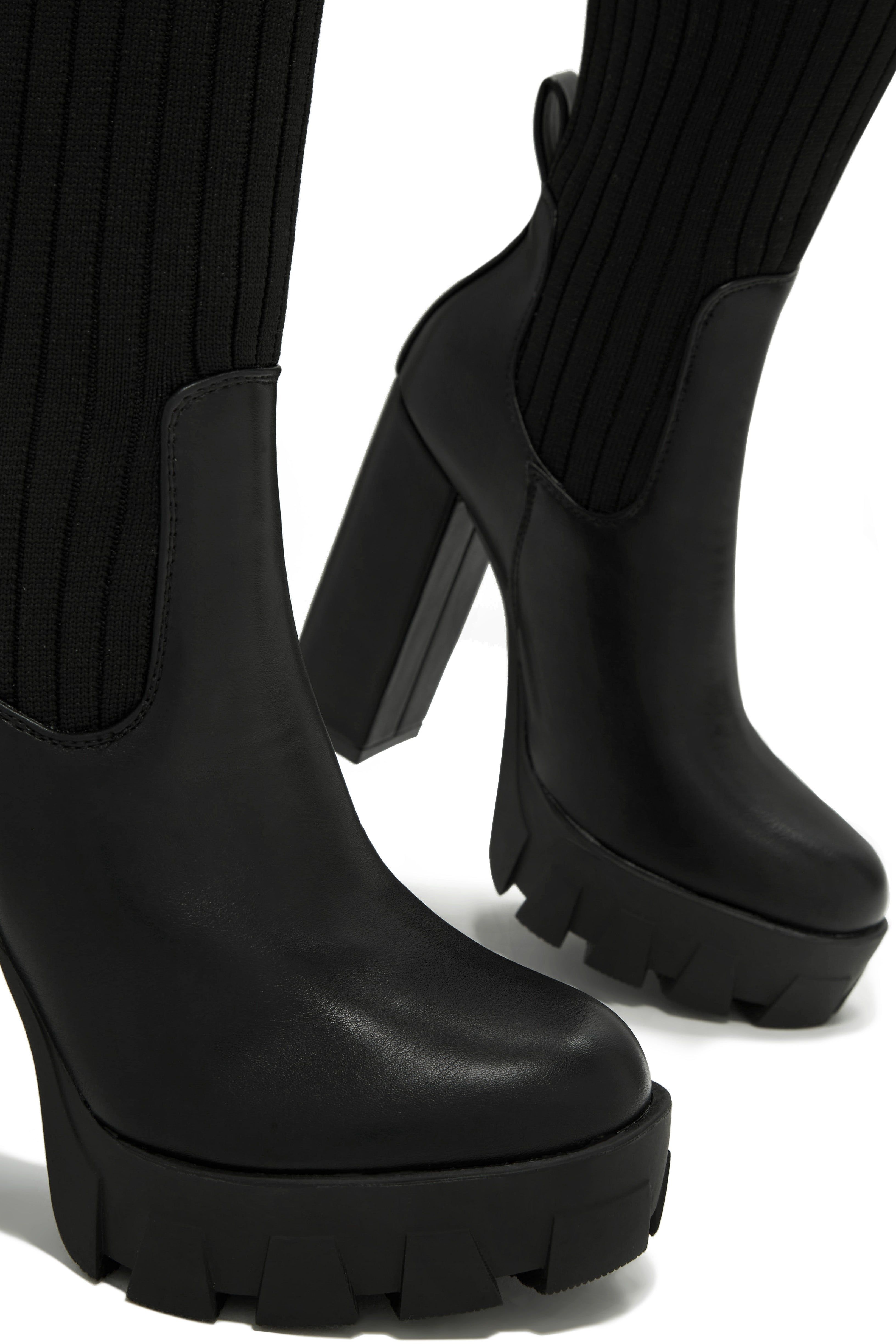 Zoey Over The Knee Platform Boots - Black sold by Miss Lola product image thumbnail 2
