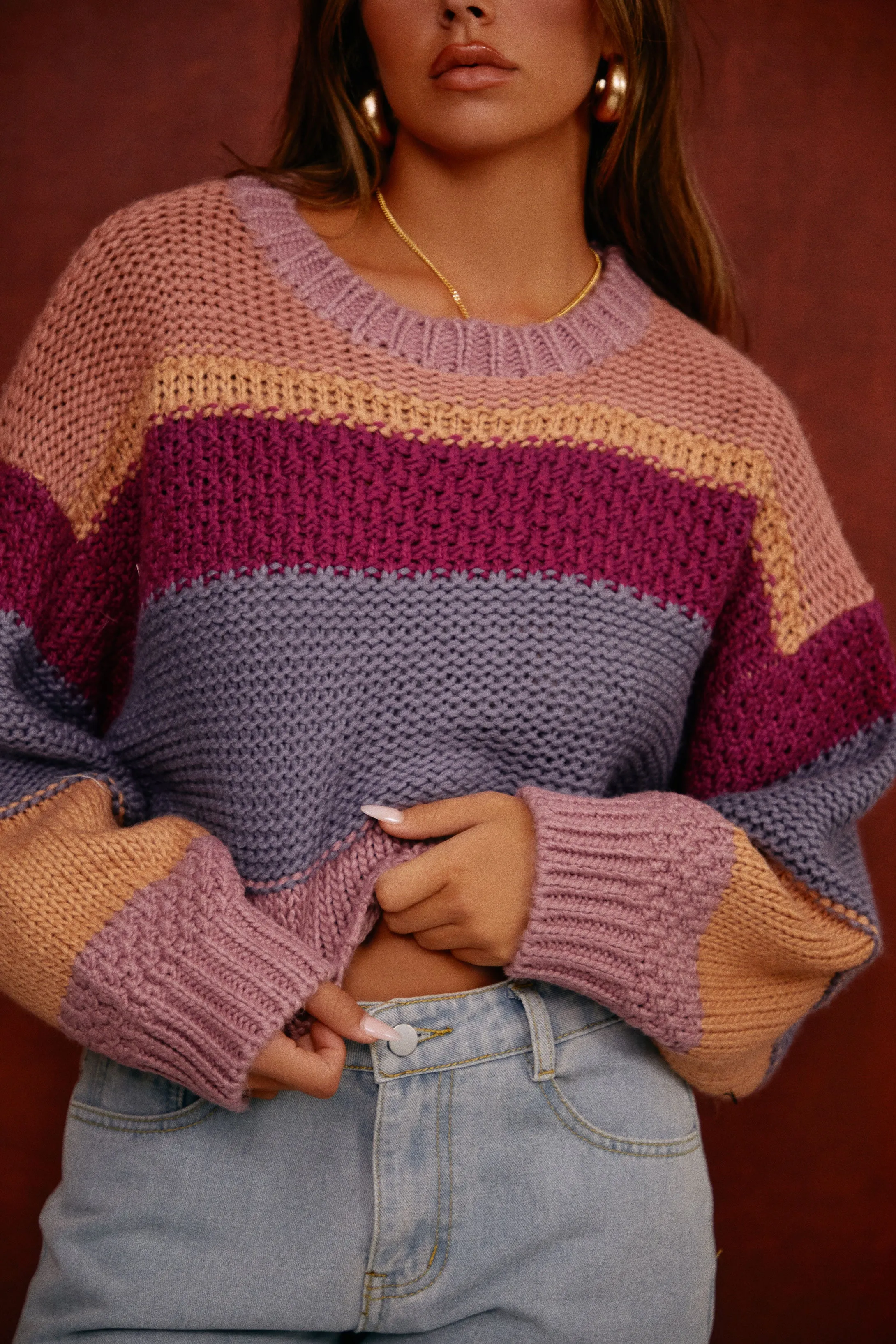 Cozy Season Long Sleeve Cropped Sweater - Multi sold by Miss Lola product image thumbnail 3