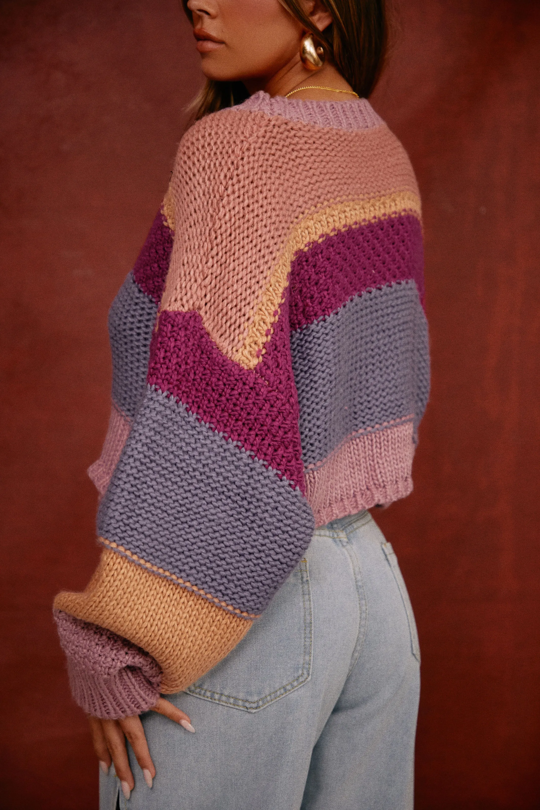 Cozy Season Long Sleeve Cropped Sweater - Multi sold by Miss Lola product image thumbnail 2