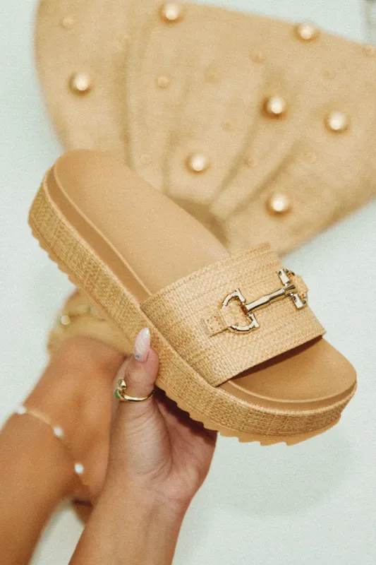 Anyara Platform Slip On Sandals - Natural sold by Miss Lola