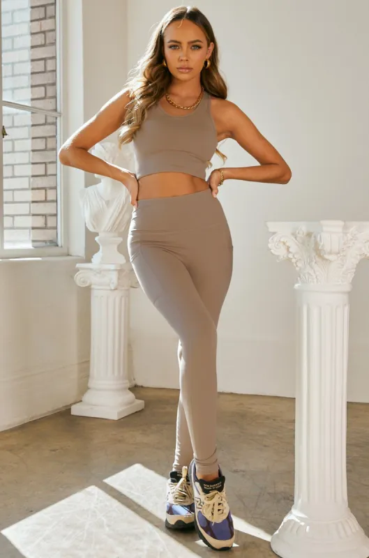 Mindset Activewear Legging - Taupe sold by Miss Lola