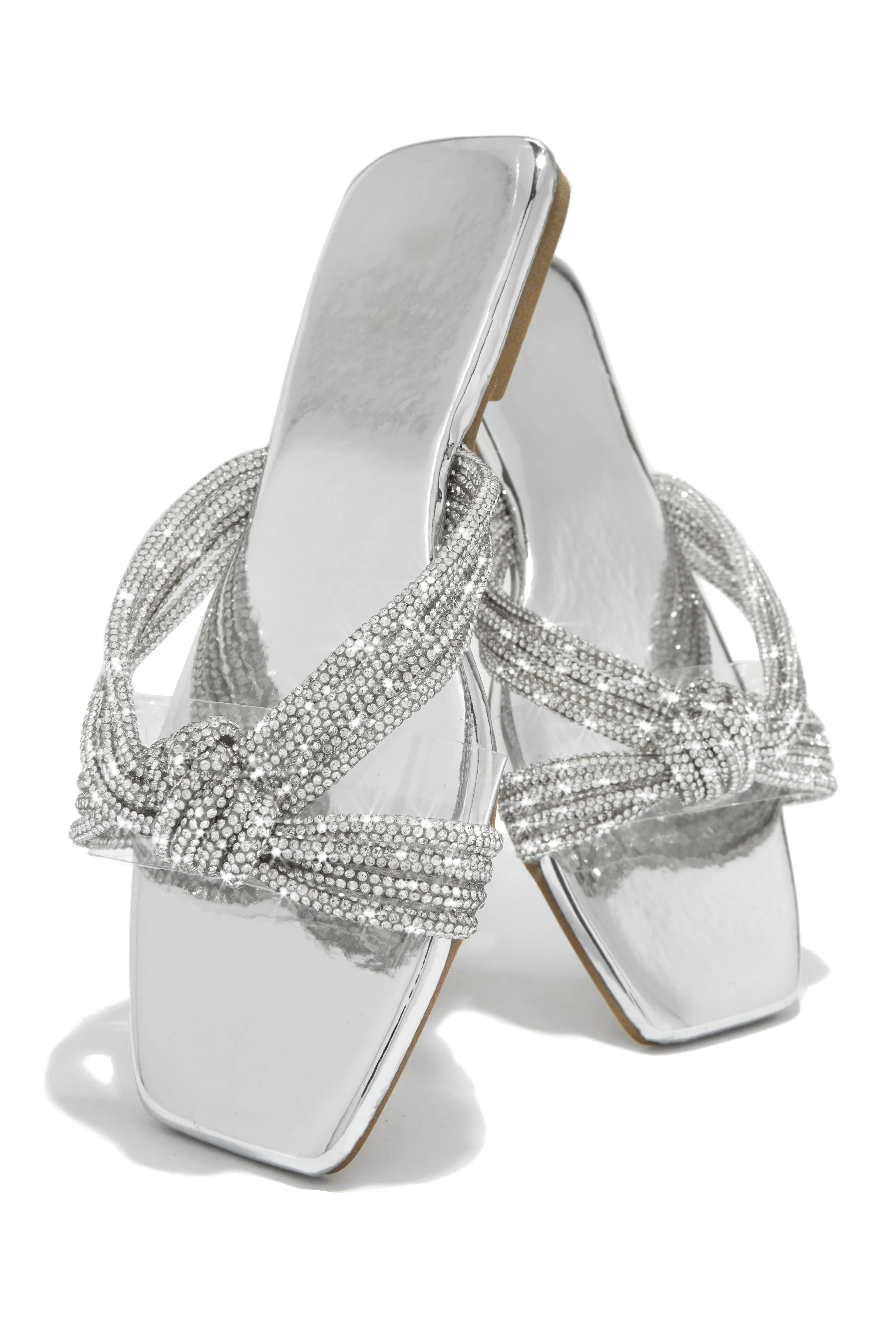 Cozumel Embellished Slip On Sandals - Silver sold by Miss Lola product image thumbnail 2