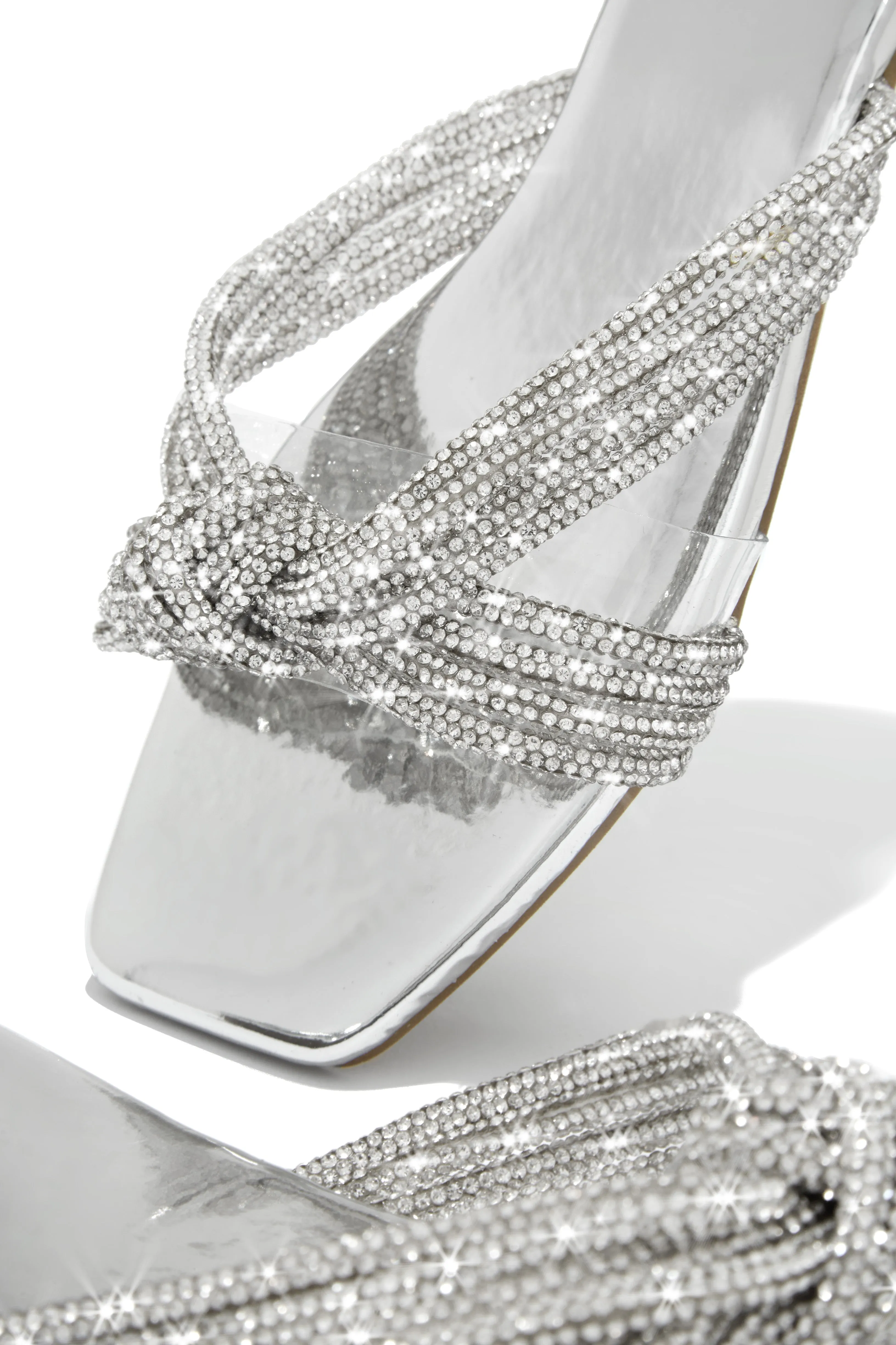 Cozumel Embellished Slip On Sandals - Silver sold by Miss Lola product image thumbnail 4