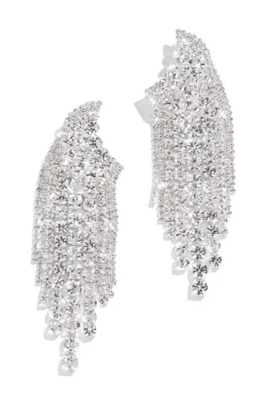 Shine On Me Embellished Dangle Earring - Silver sold by Miss Lola
