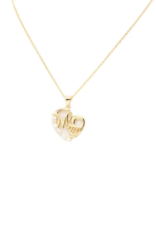Mom Heart Necklace - Gold sold by Miss Lola