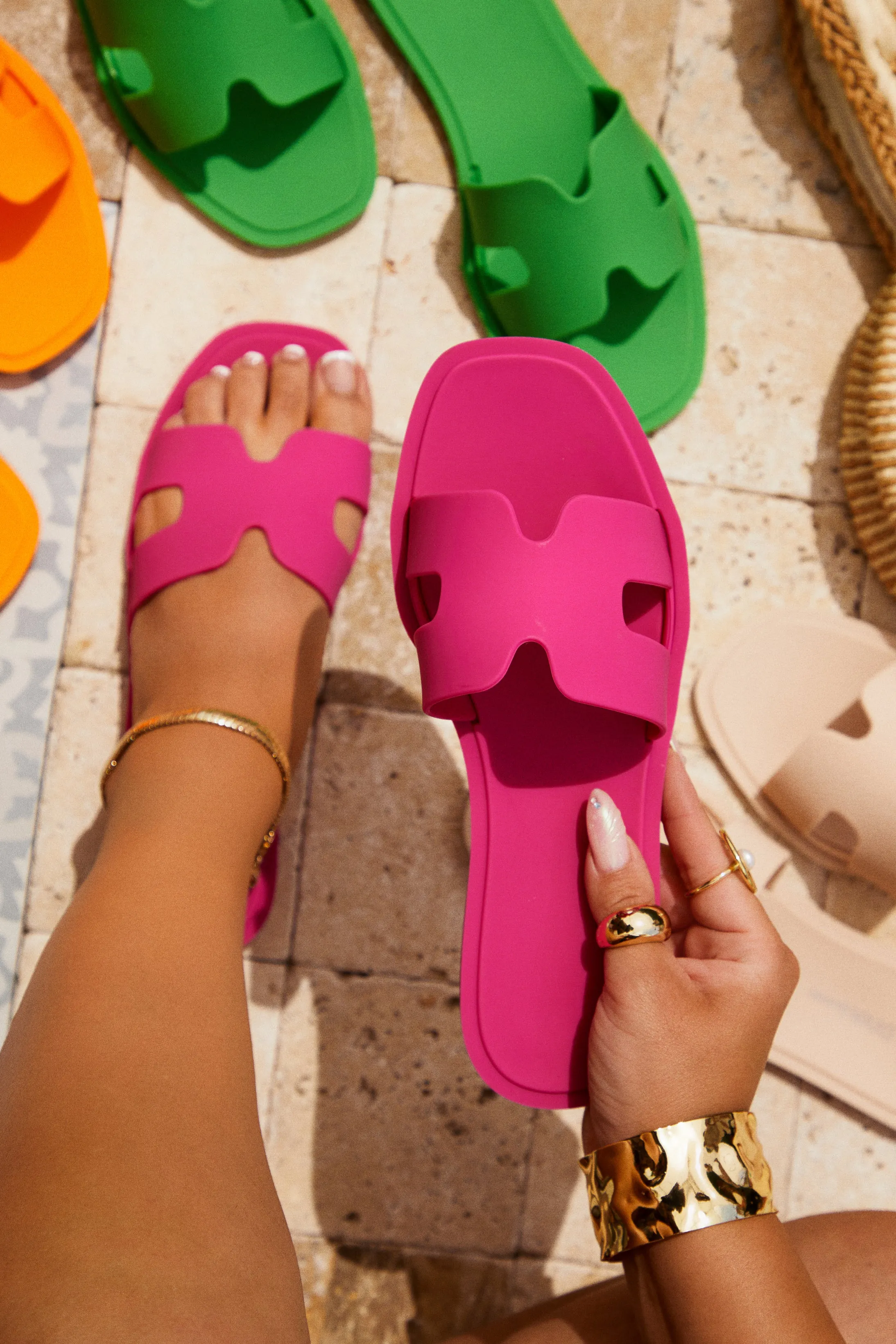 Kaylee Jelly Slip On Sandals - Pink sold by Miss Lola