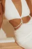 Cocktail Hour Embellished Waist Maxi Dress - White sold by Miss Lola