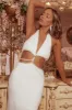 Cocktail Hour Embellished Waist Maxi Dress - White sold by Miss Lola