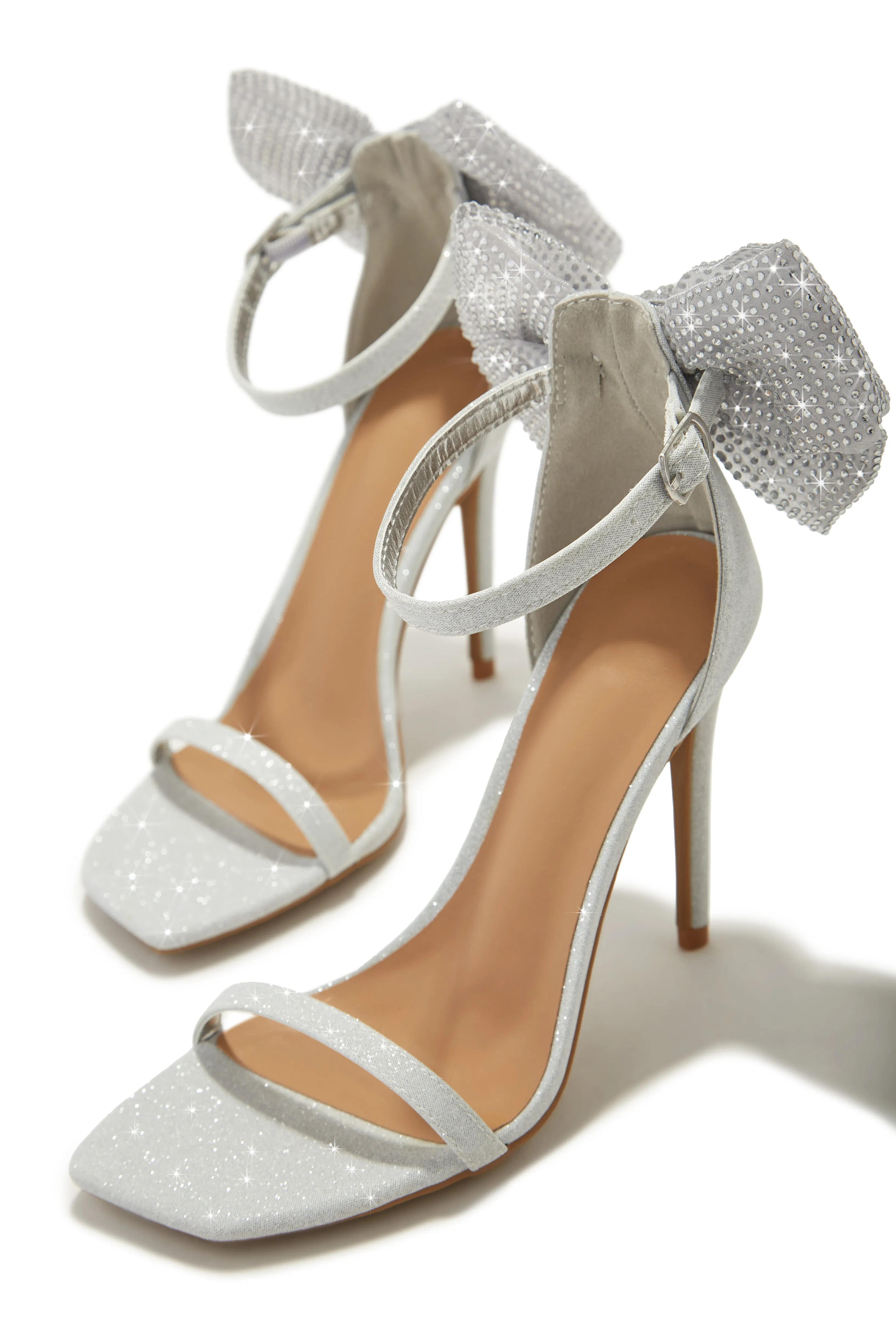 Passenger Princess Coquette Embellished Bow Heels - Silver sold by Miss Lola product image thumbnail 3