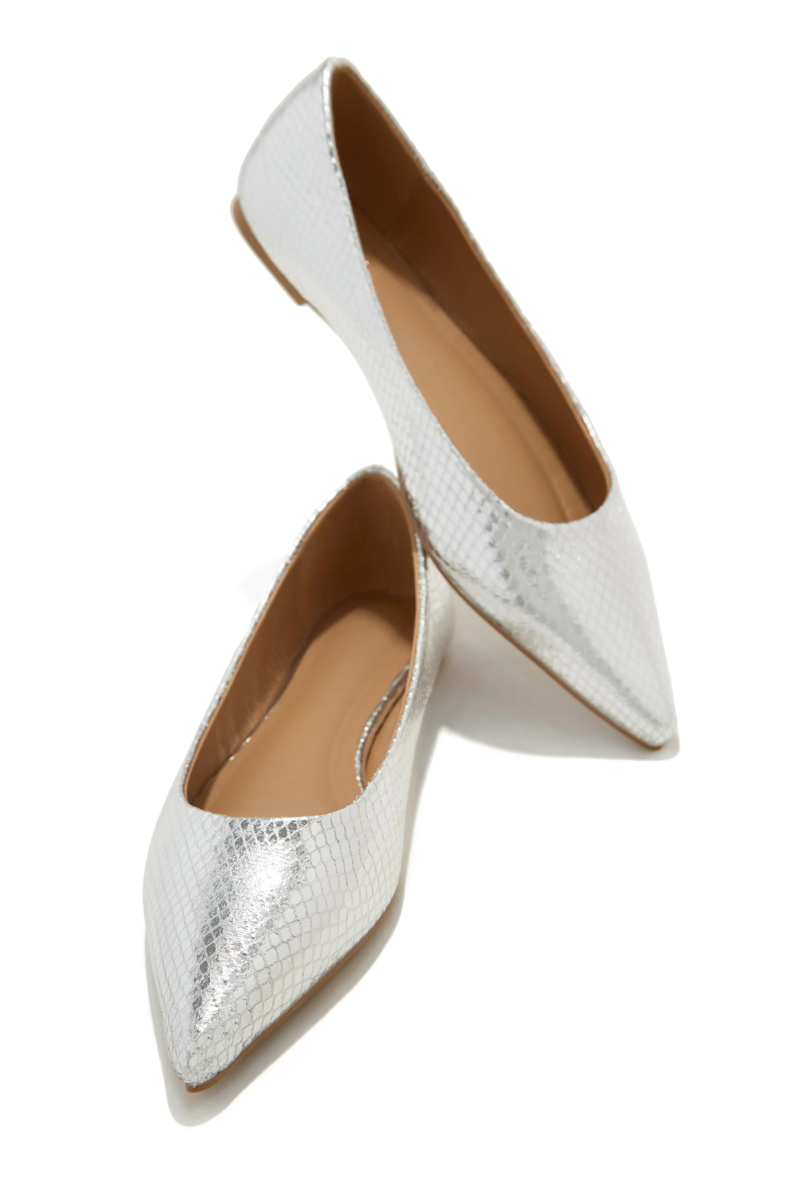 Francese Pointed Toe Flats - Silver sold by Miss Lola product image thumbnail 5