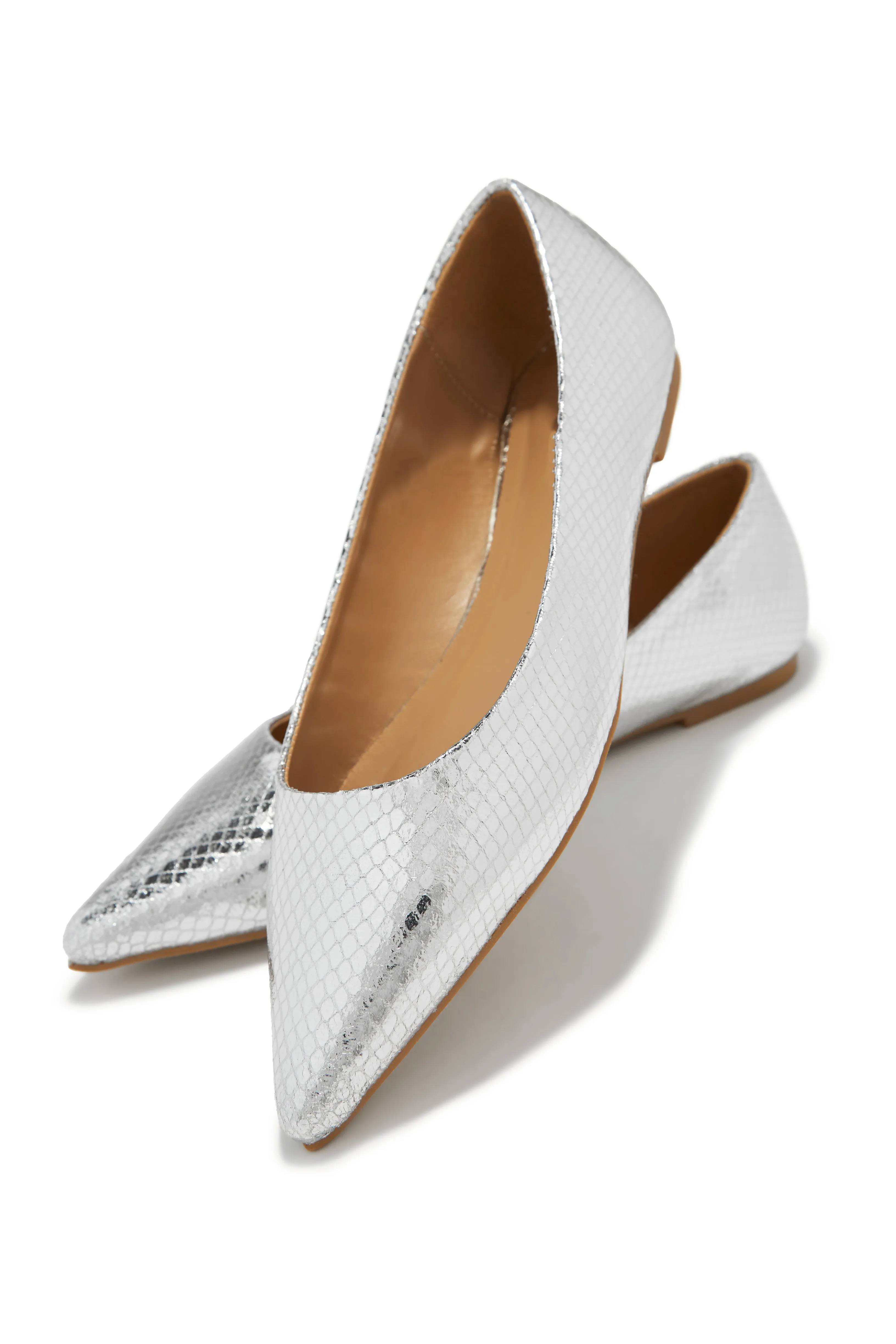 Francese Pointed Toe Flats - Silver sold by Miss Lola product image thumbnail 2