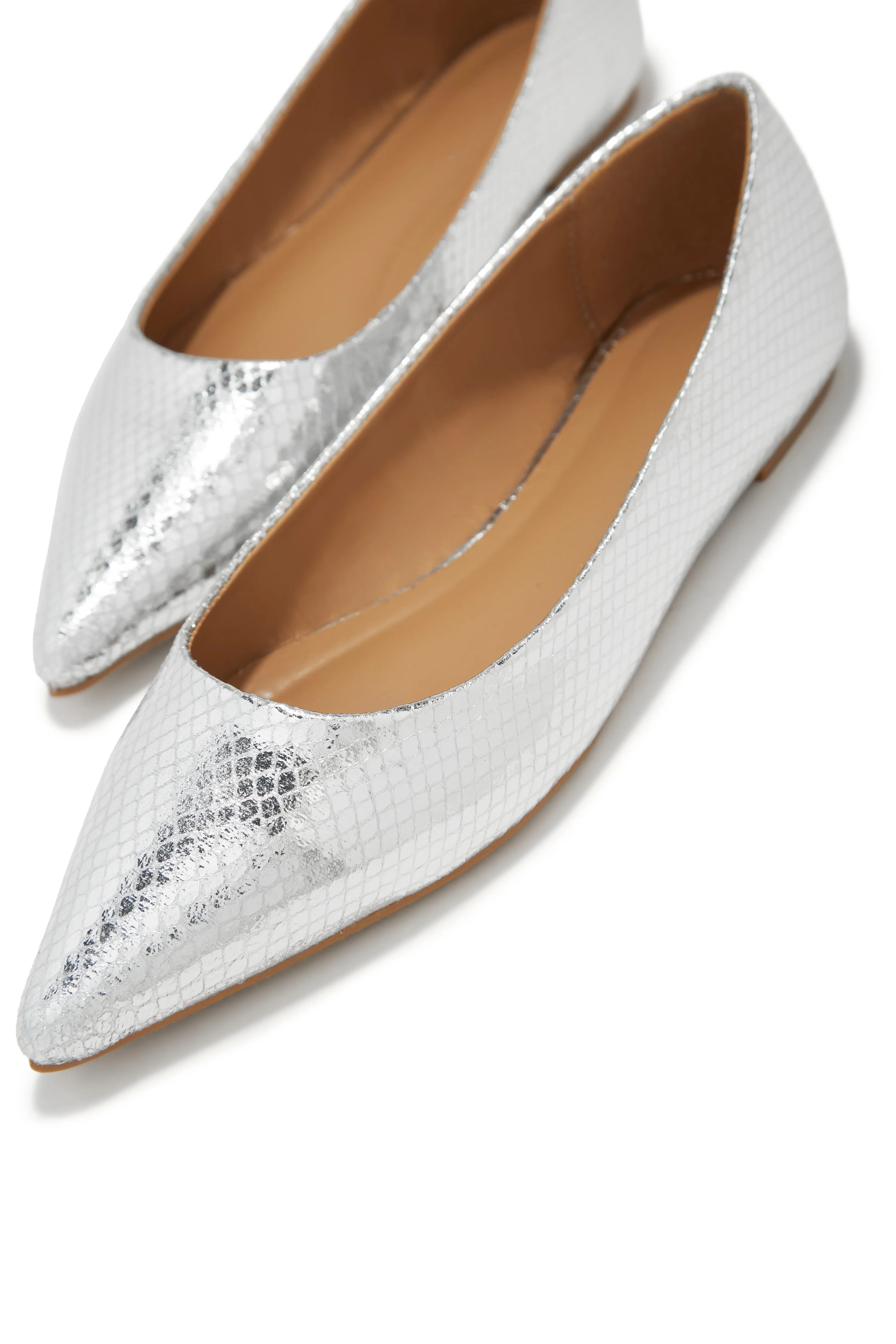 Francese Pointed Toe Flats - Silver sold by Miss Lola product image thumbnail 3