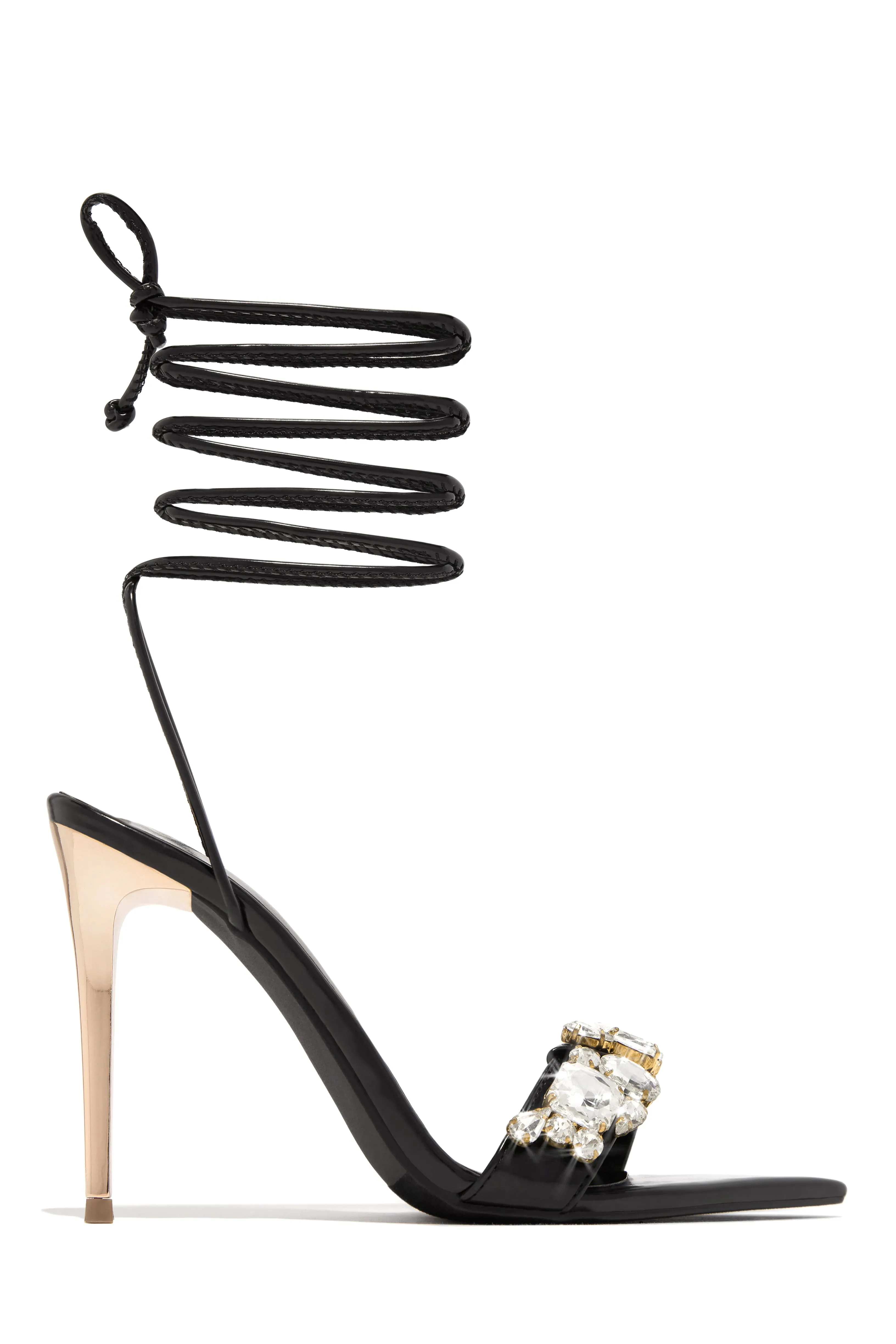 Love & Affection Embellished Lace Up High Heels - Black sold by Miss Lola product image thumbnail 3