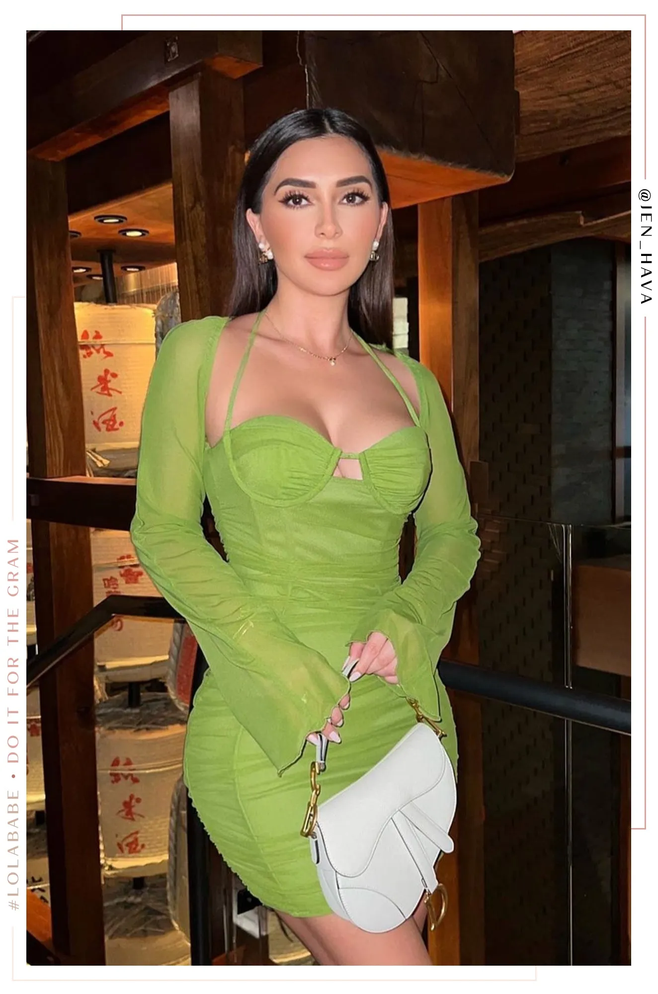 Alezia Long Sleeve Mini Dress - Green sold by Miss Lola product image thumbnail 2