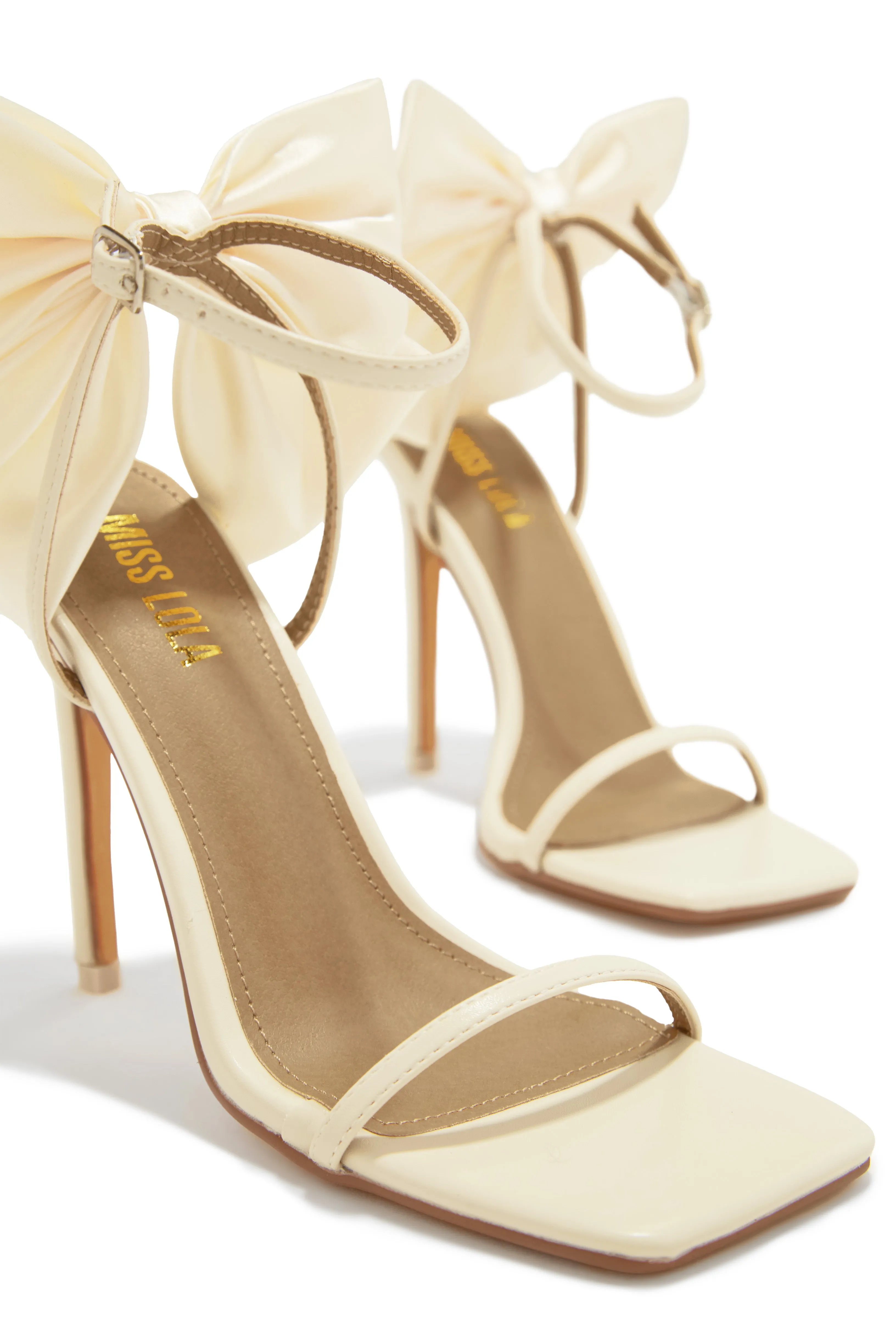 Pauline High Heels with Bow Detailing - Cream sold by Miss Lola product image thumbnail 3