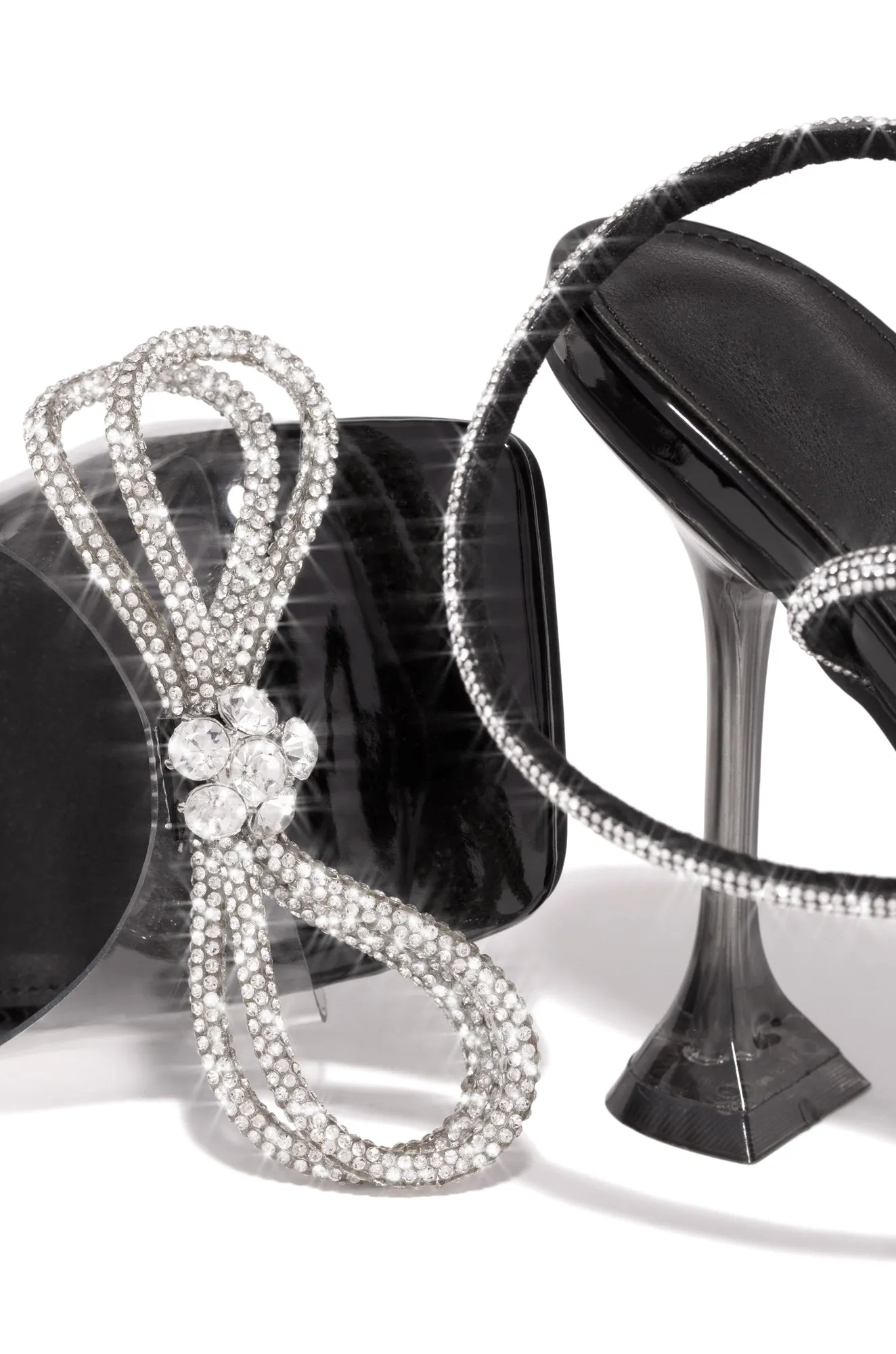 Amaria Embellished Bow Strap High Heels - Black sold by Miss Lola product image thumbnail 4