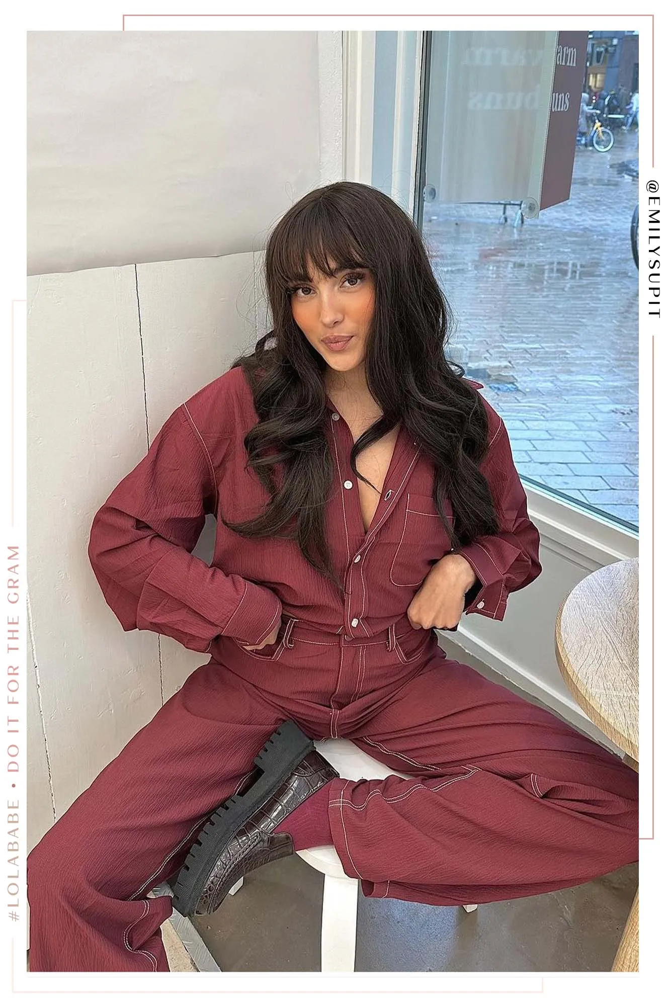 Aleza High Waist Wide Leg Pant - Burgundy sold by Miss Lola product image thumbnail 2