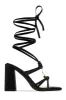 Stepping Out Lace Up Block Heels - Black sold by Miss Lola