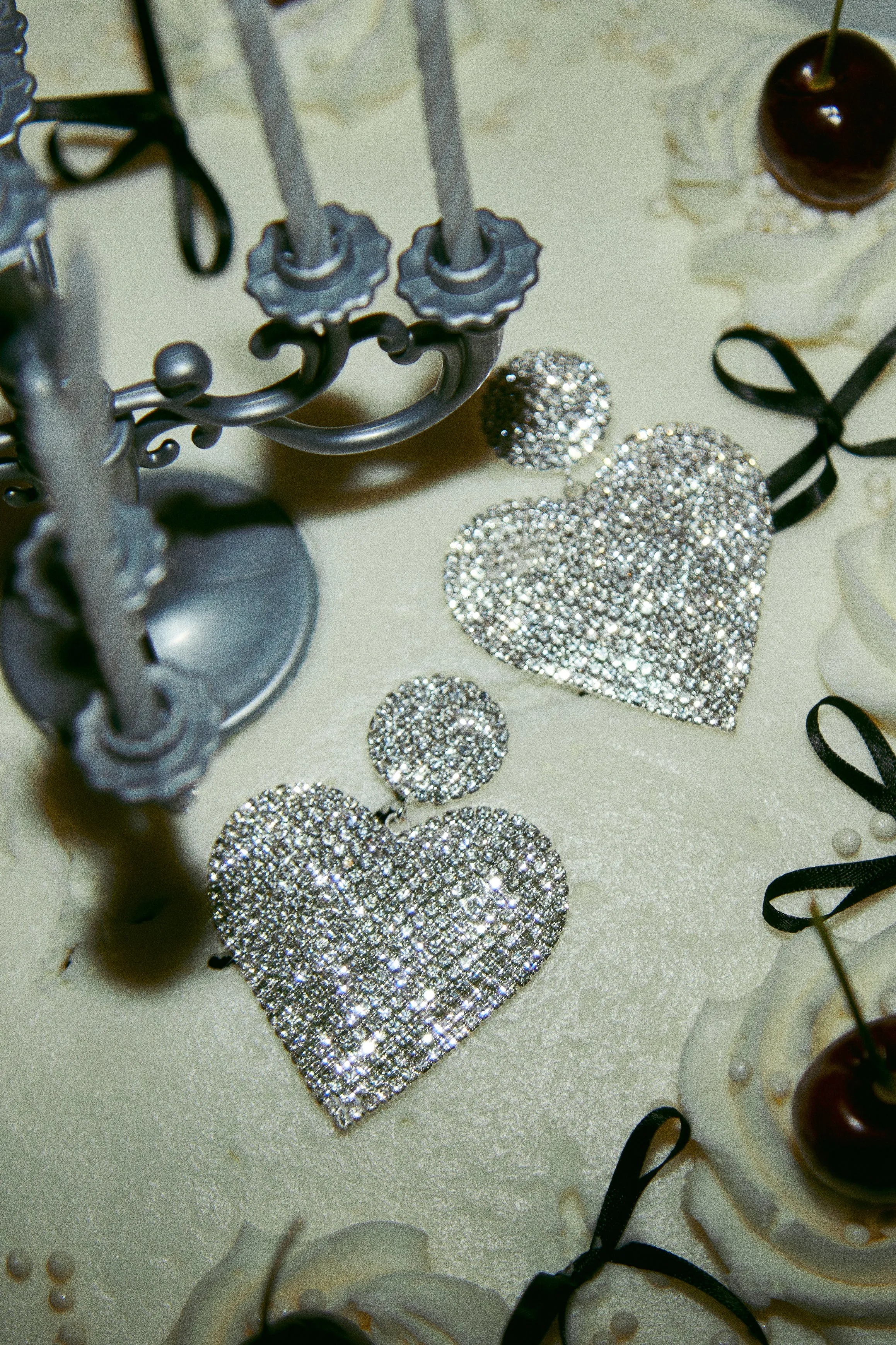 Love Galore Embellished Heart Earring - Silver sold by Miss Lola