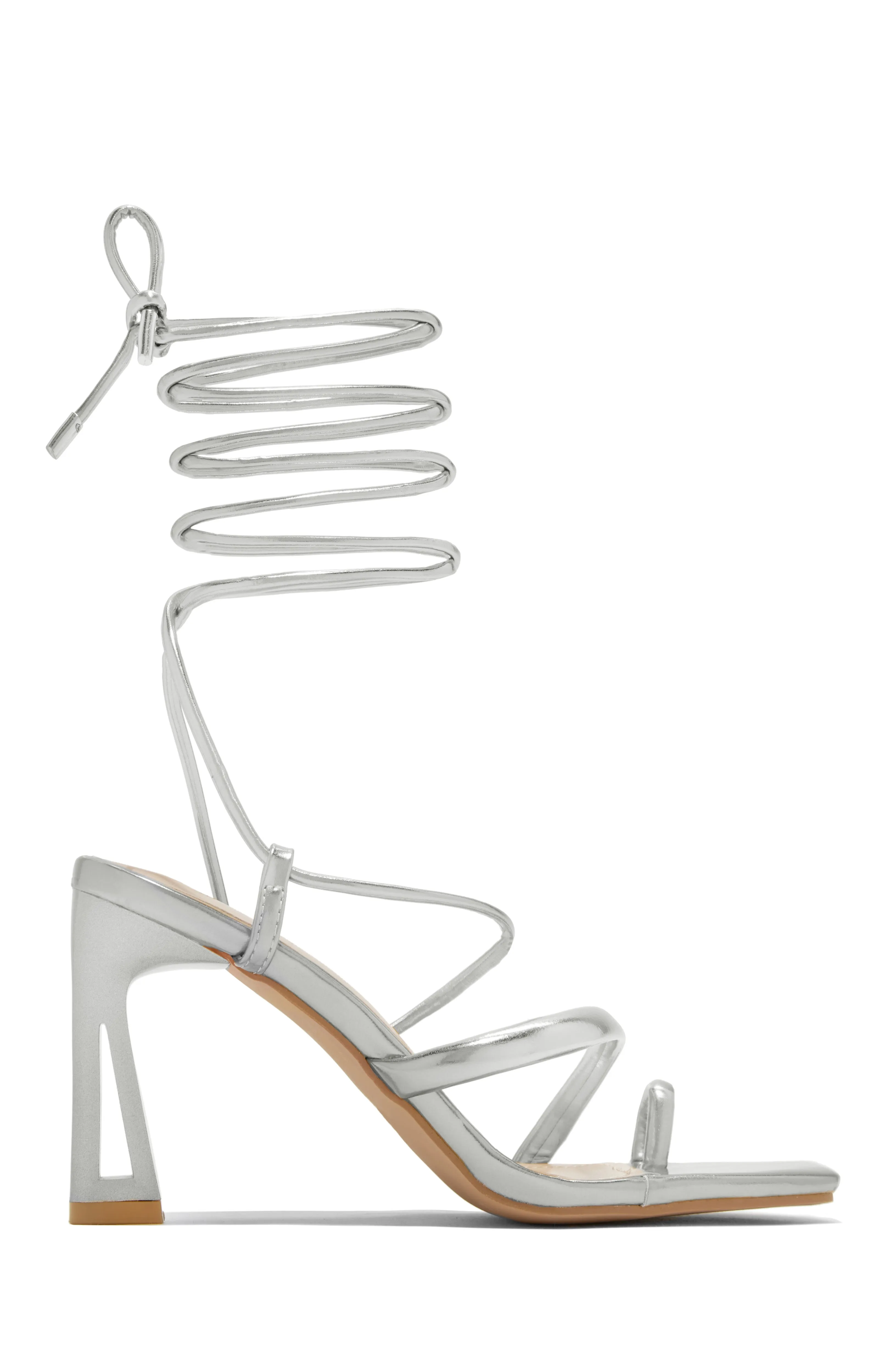 Dreamy Romance Single Sole Lace Up Heels - Silver sold by Miss Lola product image thumbnail 4