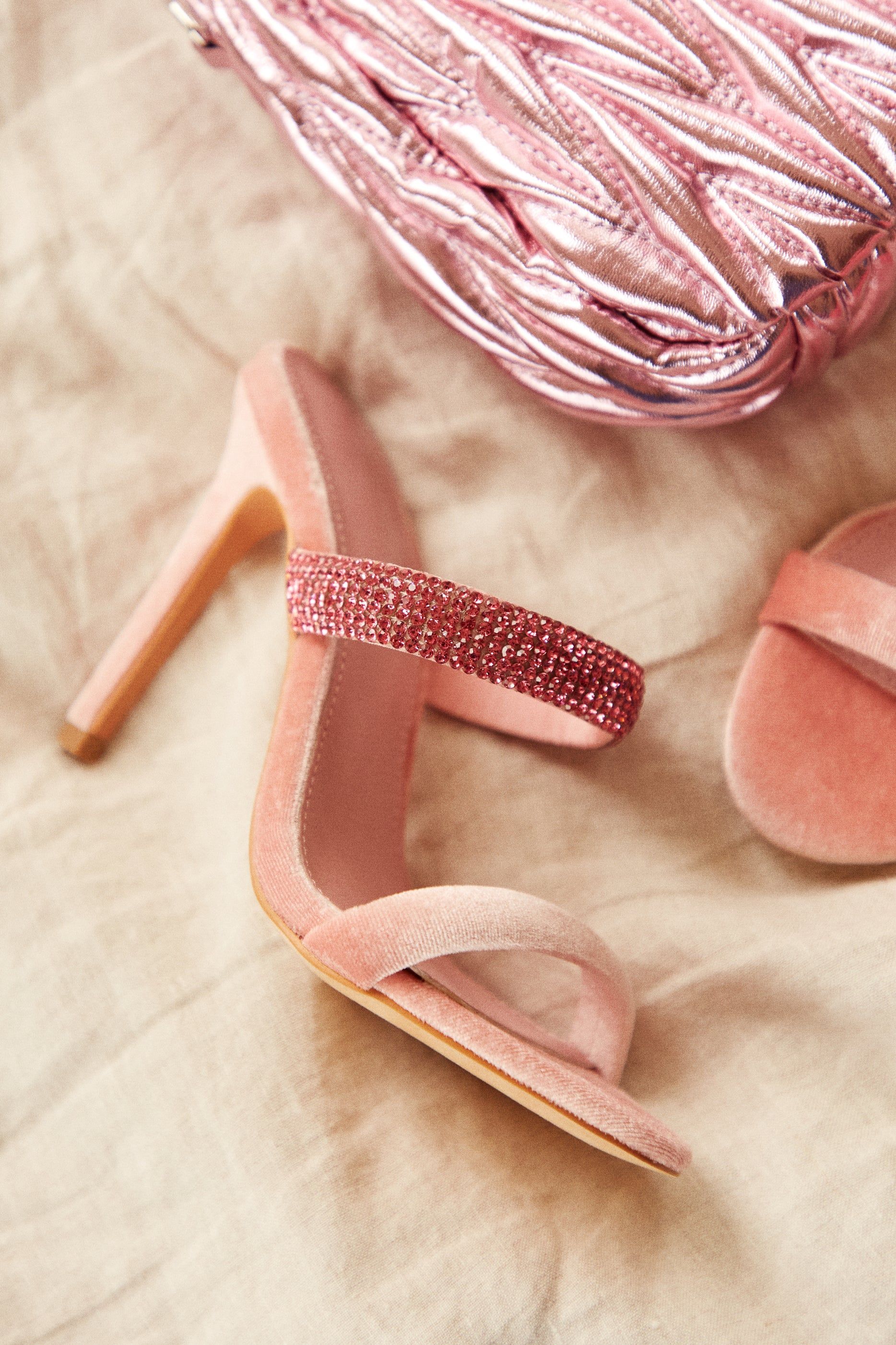 Aline Embellished High Heel Mules - Pink sold by Miss Lola product image thumbnail 3